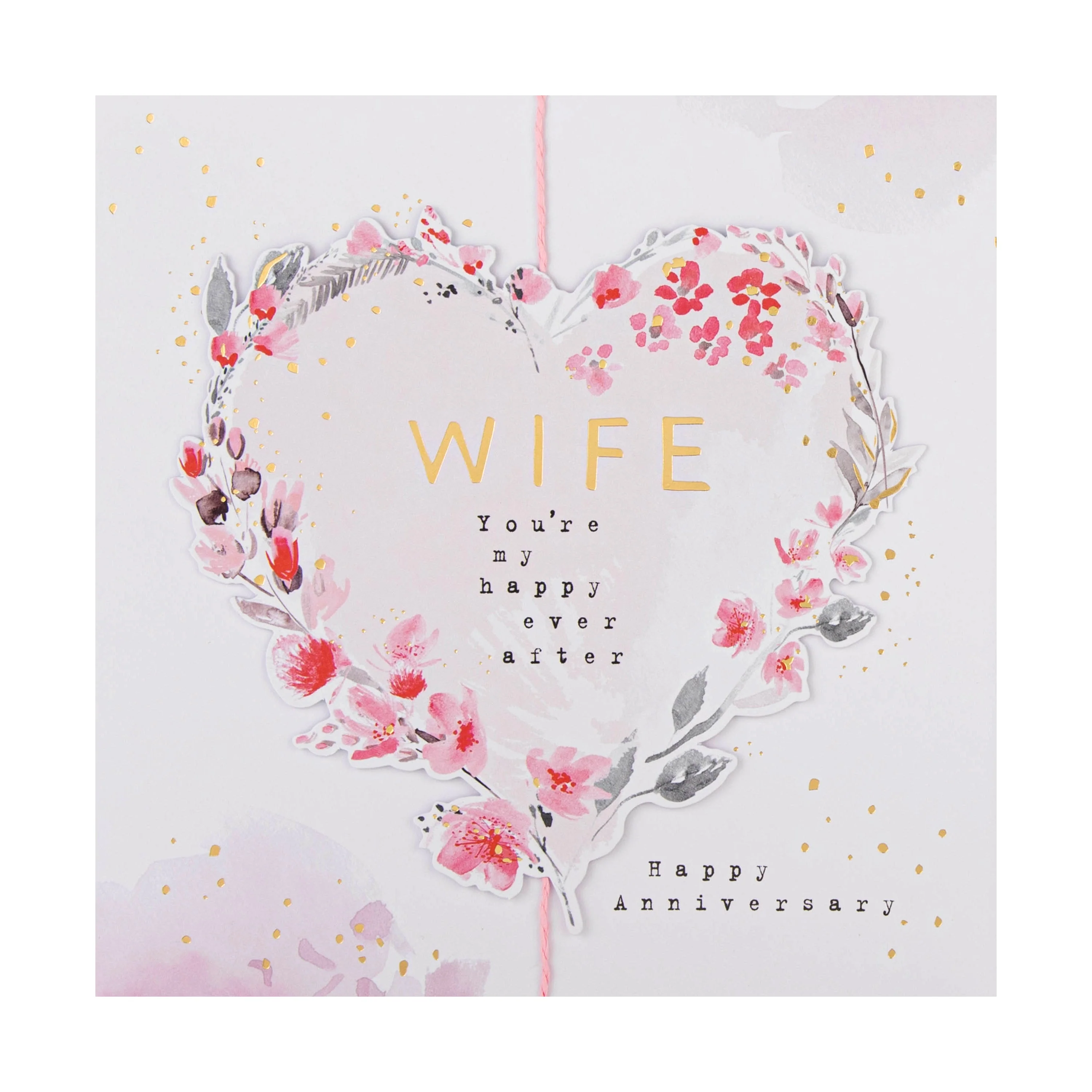 Anniversary Card for Wife - Floral Heart Border Design - Image 4