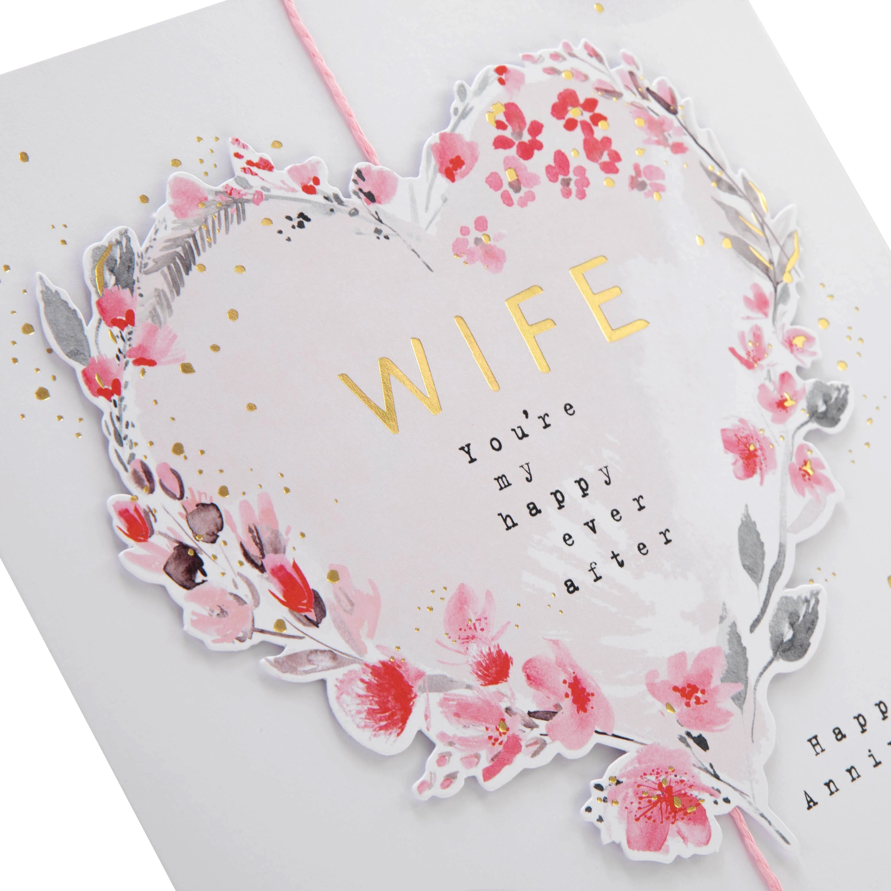 Anniversary Card for Wife - Floral Heart Border Design - Image 5
