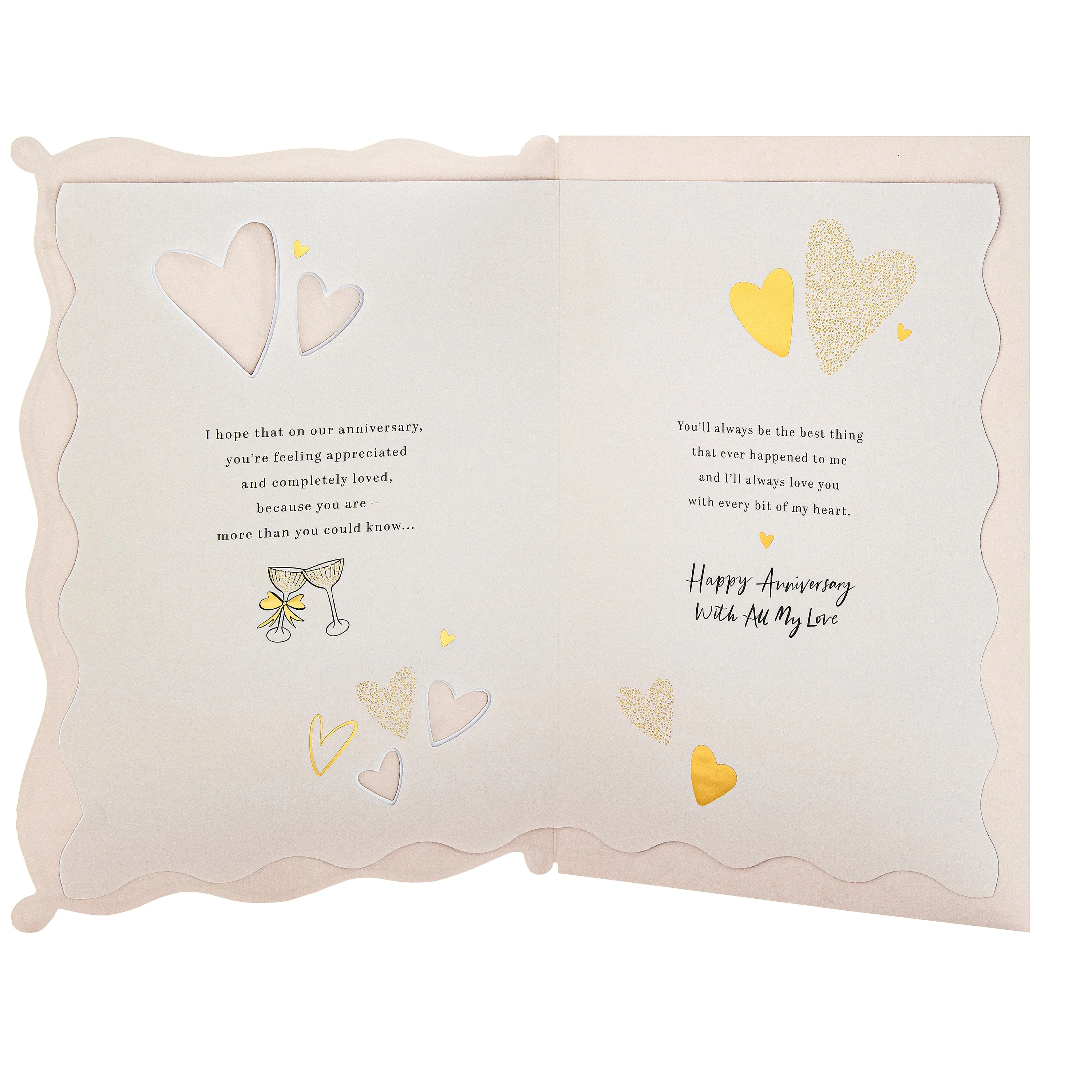 Anniversary Card for Wife - Gold Foil Hearts Design & Heartfelt Verse - Image 3