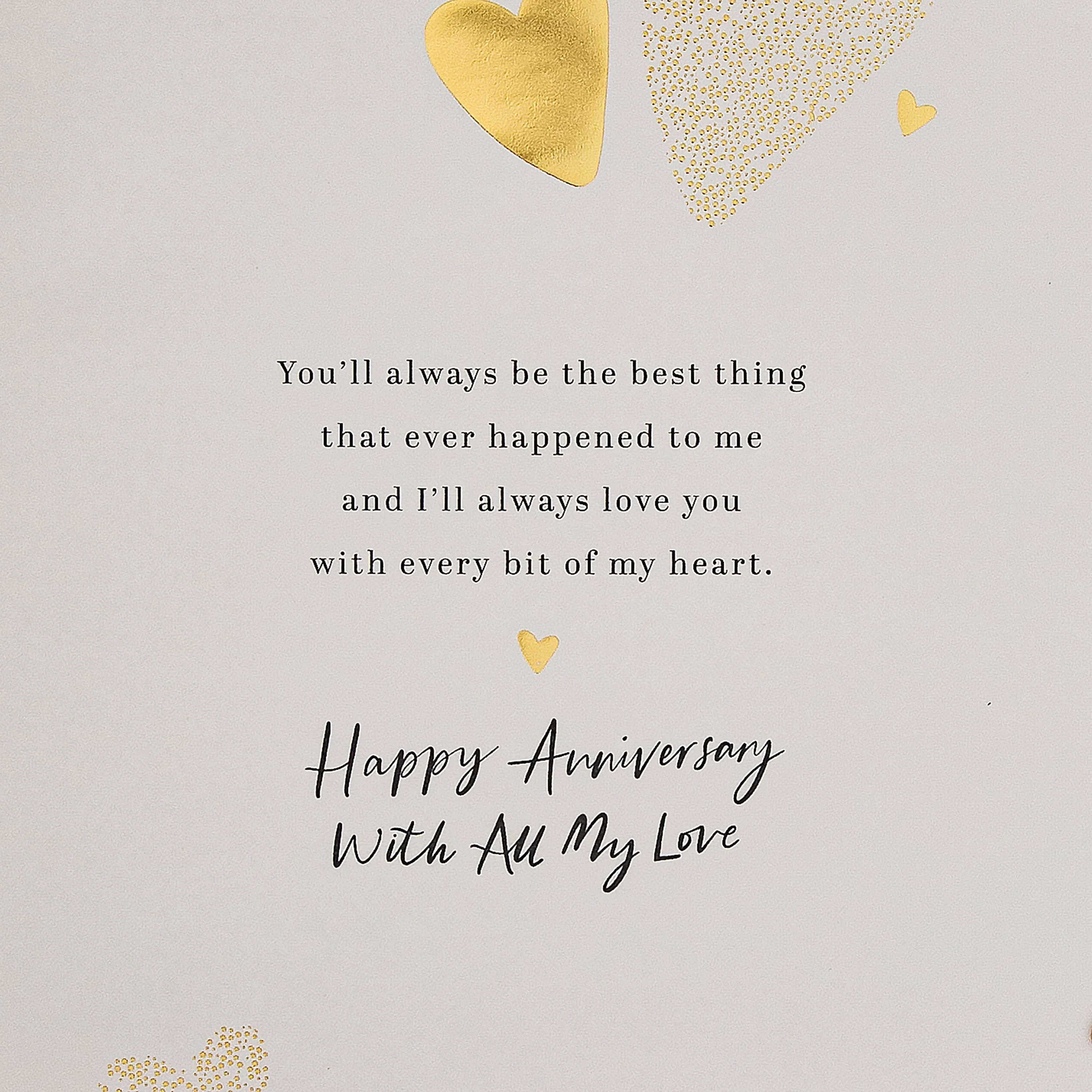 Anniversary Card for Wife - Gold Foil Hearts Design & Heartfelt Verse - Image 6