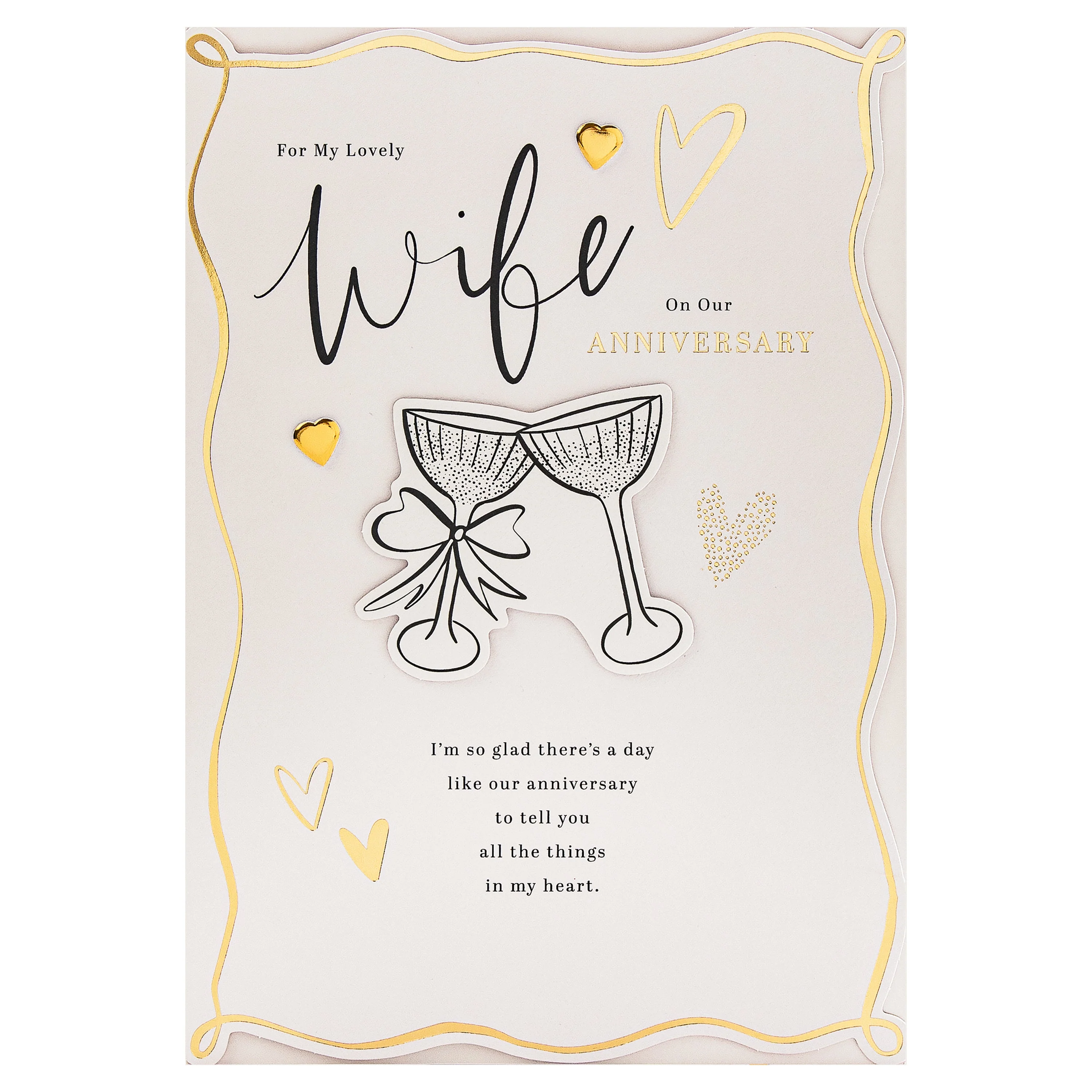 Anniversary Card for Wife - Gold Foil Hearts Design & Heartfelt Verse - Image 7