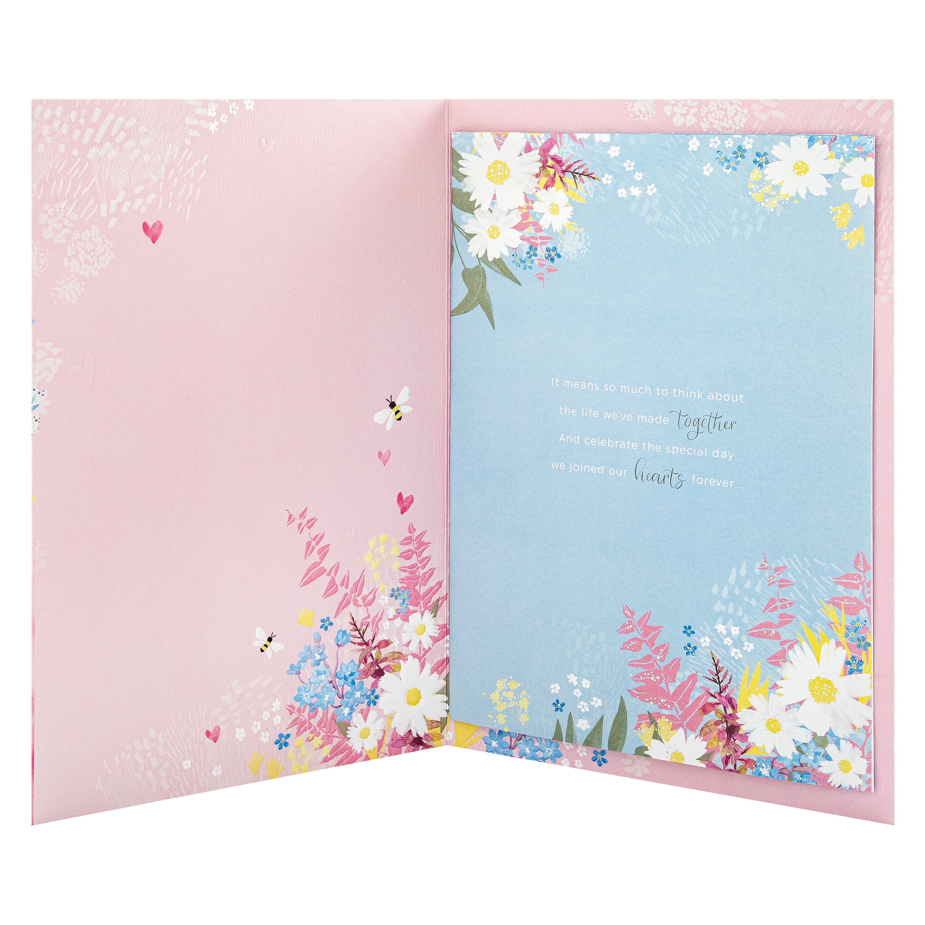 Anniversary Card for Wife - Pink Florals Design & Heartfelt Verse - Image 2