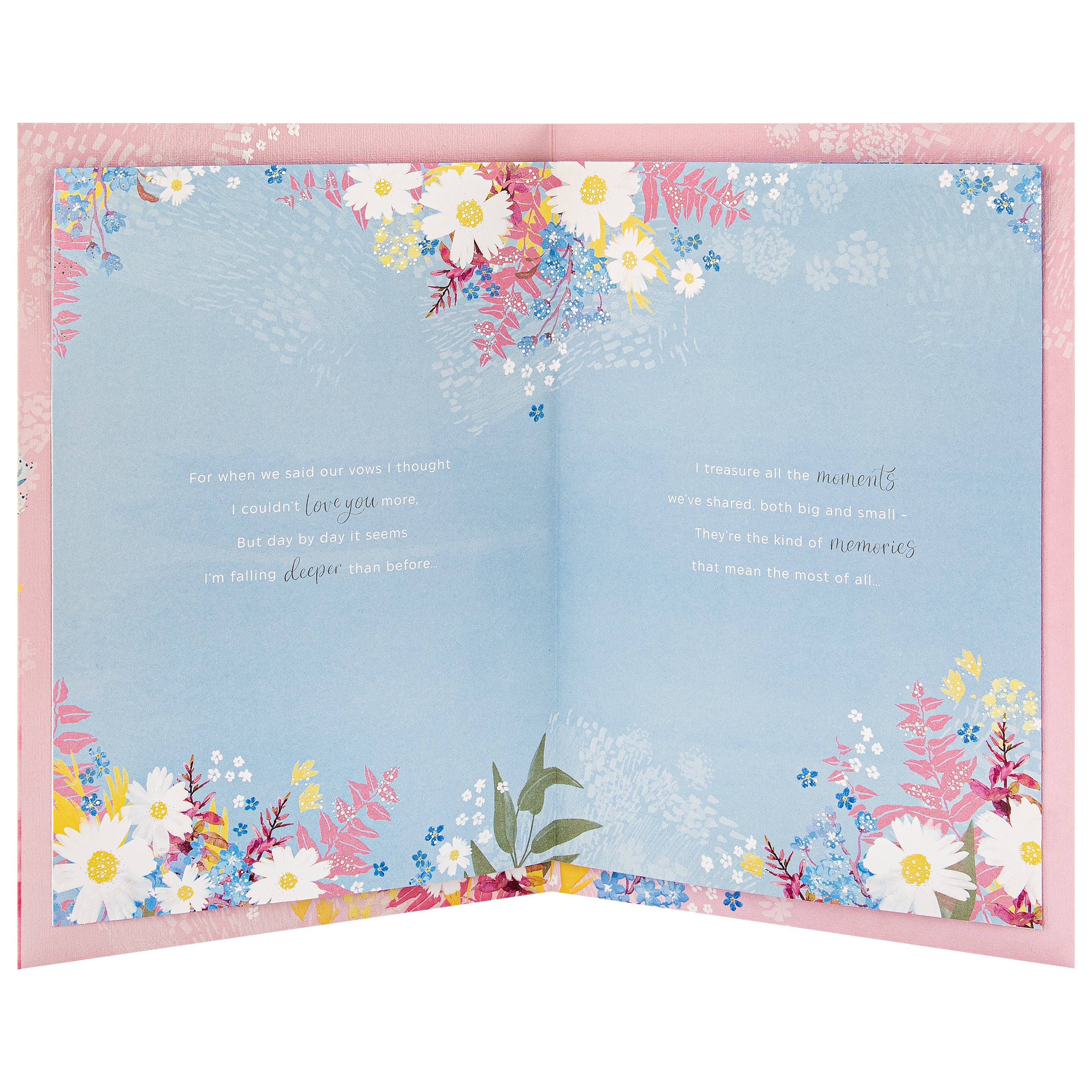 Anniversary Card for Wife - Pink Florals Design & Heartfelt Verse - Image 3