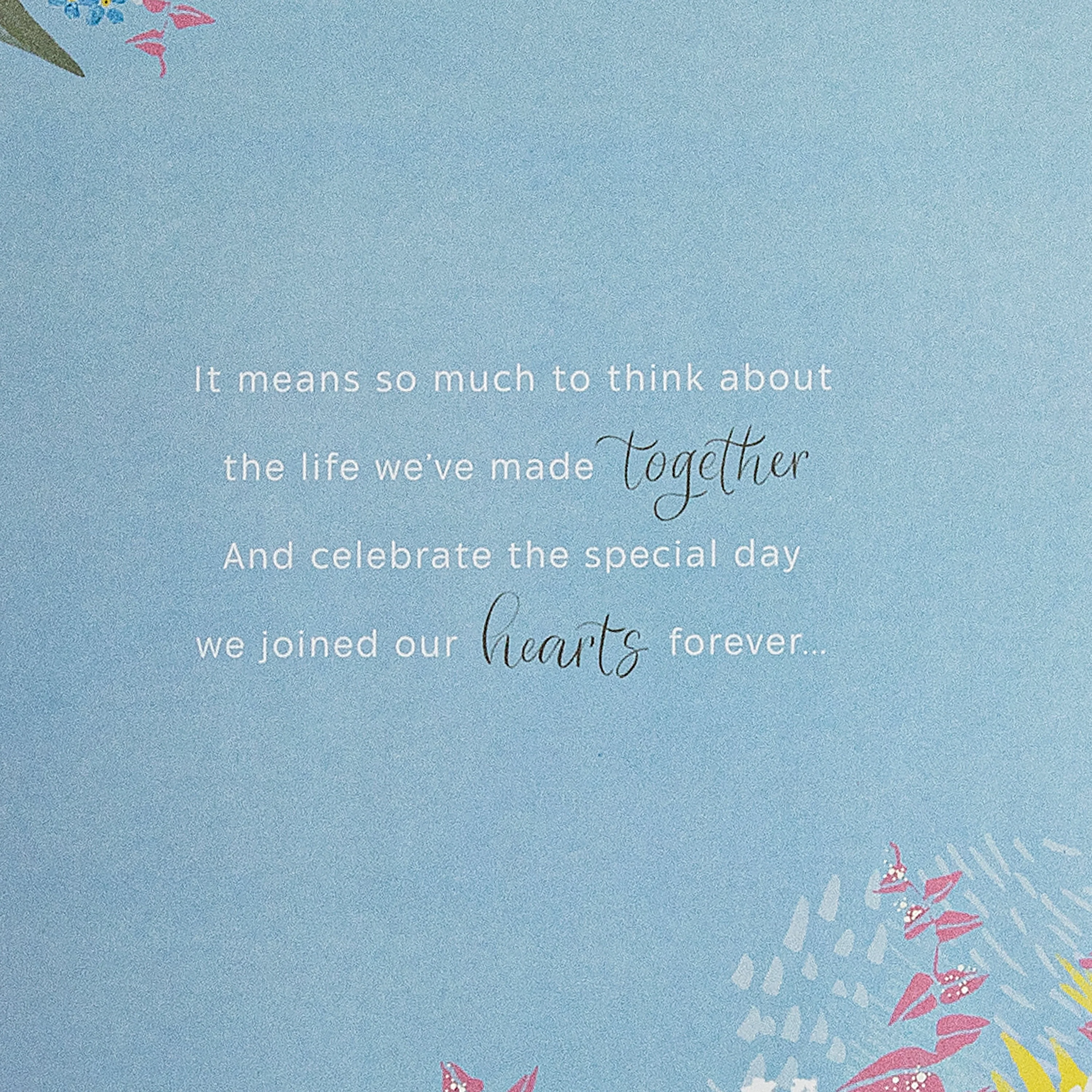 Anniversary Card for Wife - Pink Florals Design & Heartfelt Verse - Image 5