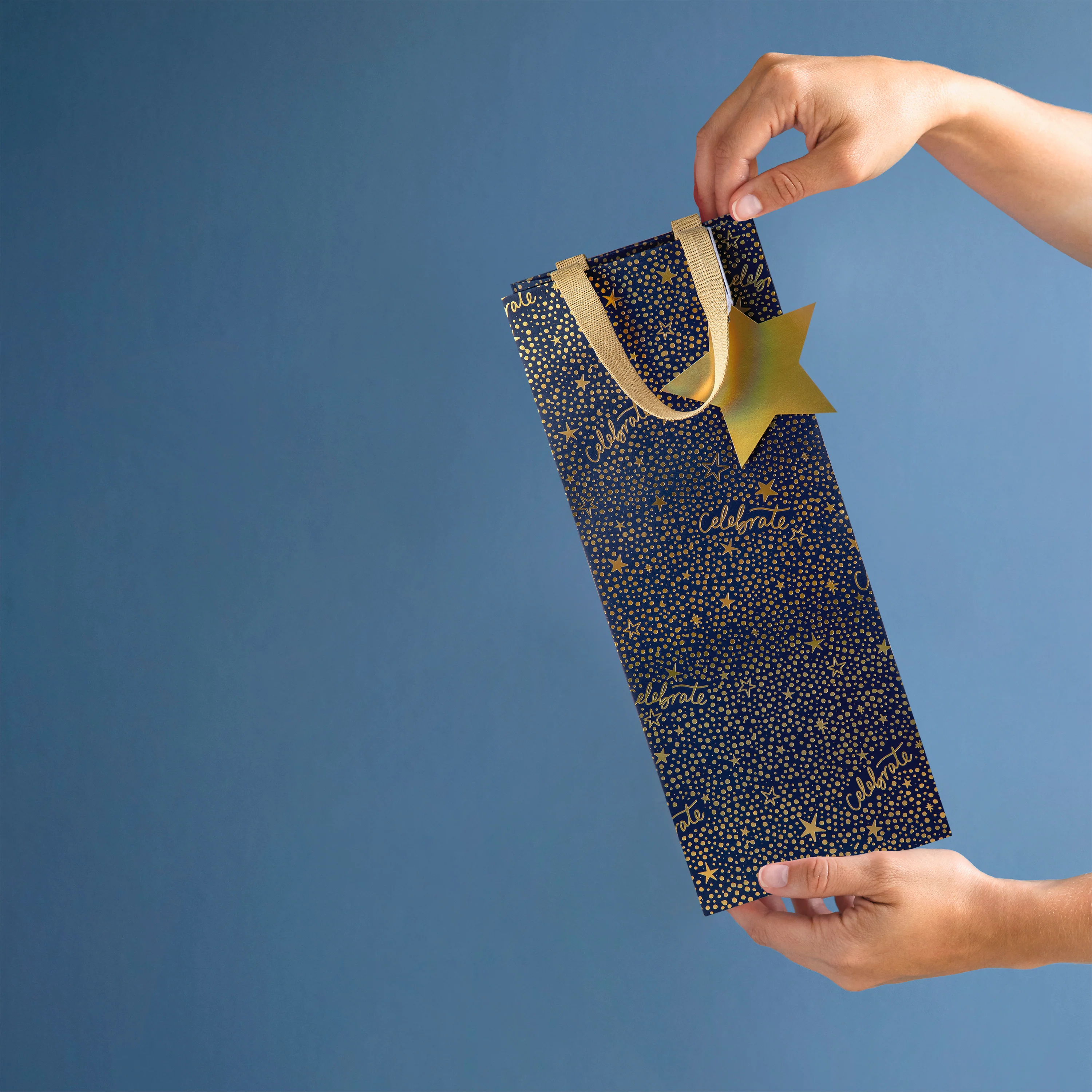 Any Occasion Bottle Bags - 3 Pack in 1 Stylish Gold-Foiled 'Celebrate' Stardust Design - Image 3