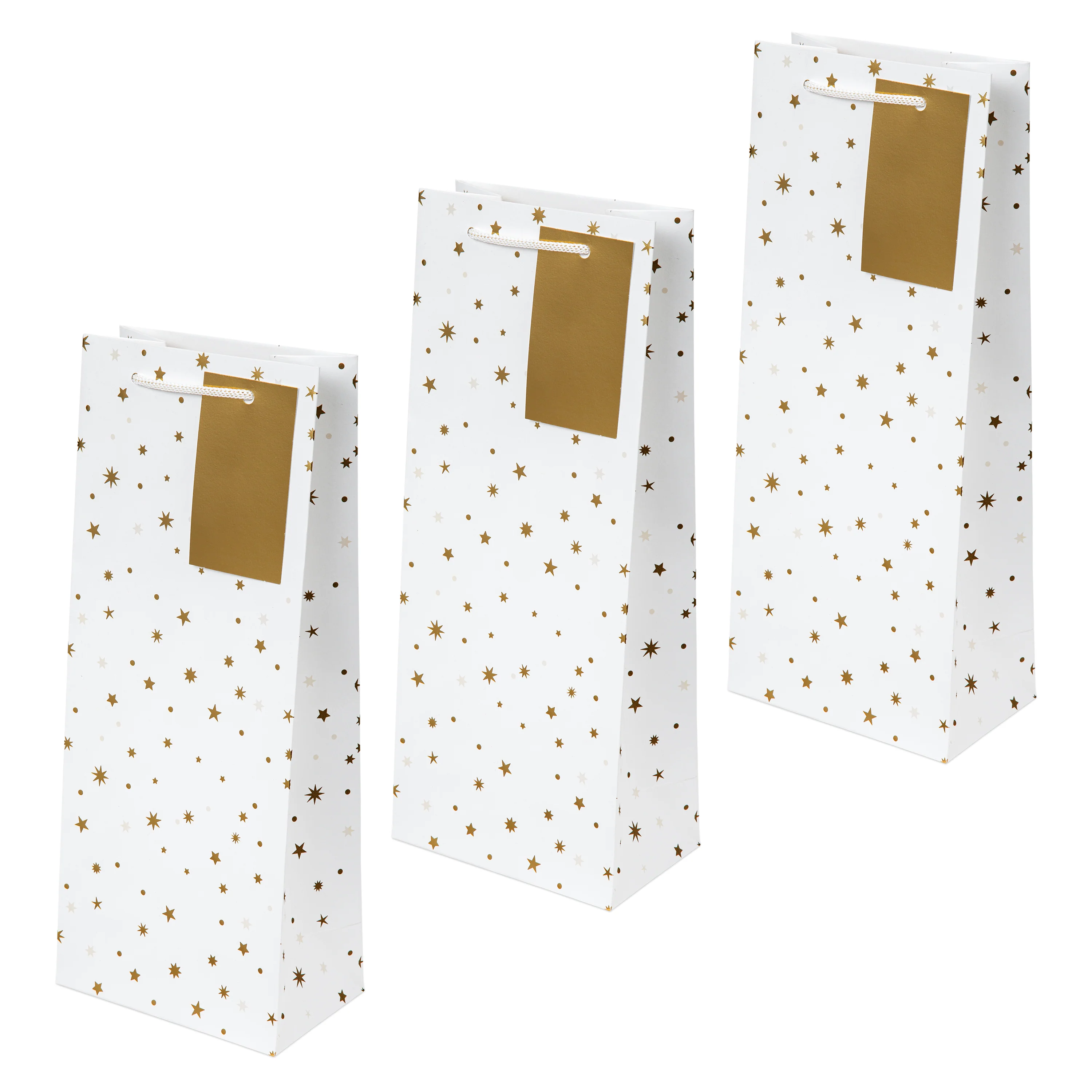 Any Occasion Bottle Bags - Pack of 3 Gold Stars Design