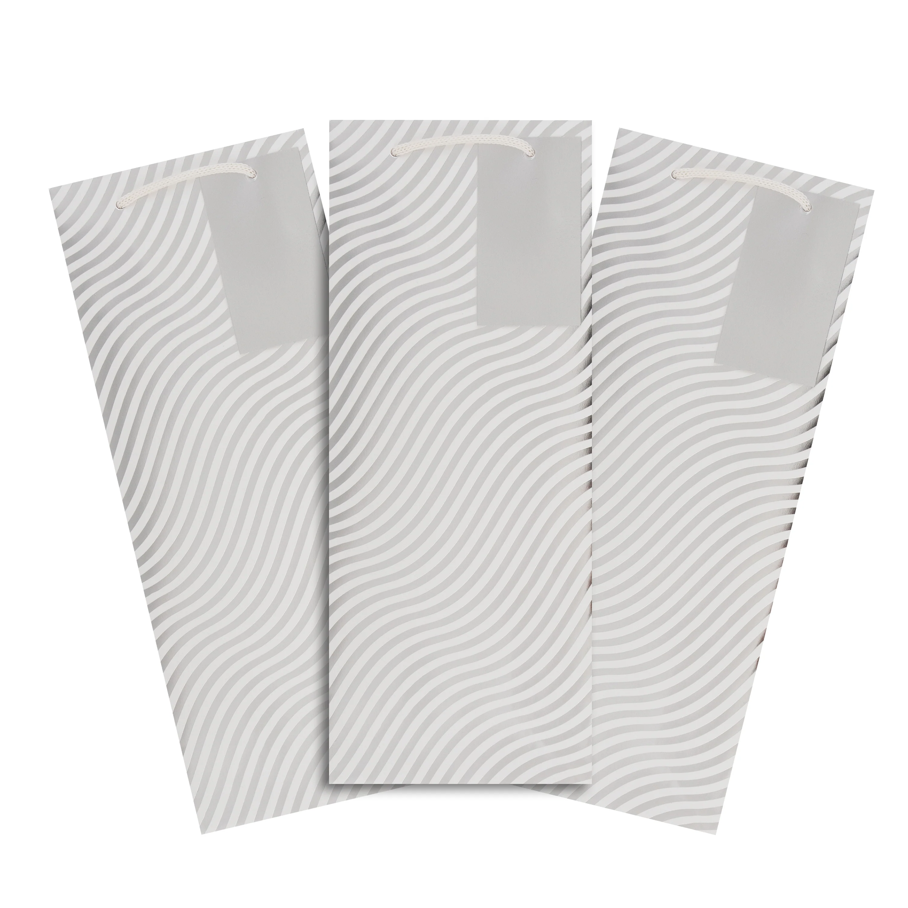 Any Occasion Bottle Bags - Pack of 3 Silver Waves Design - Image 4