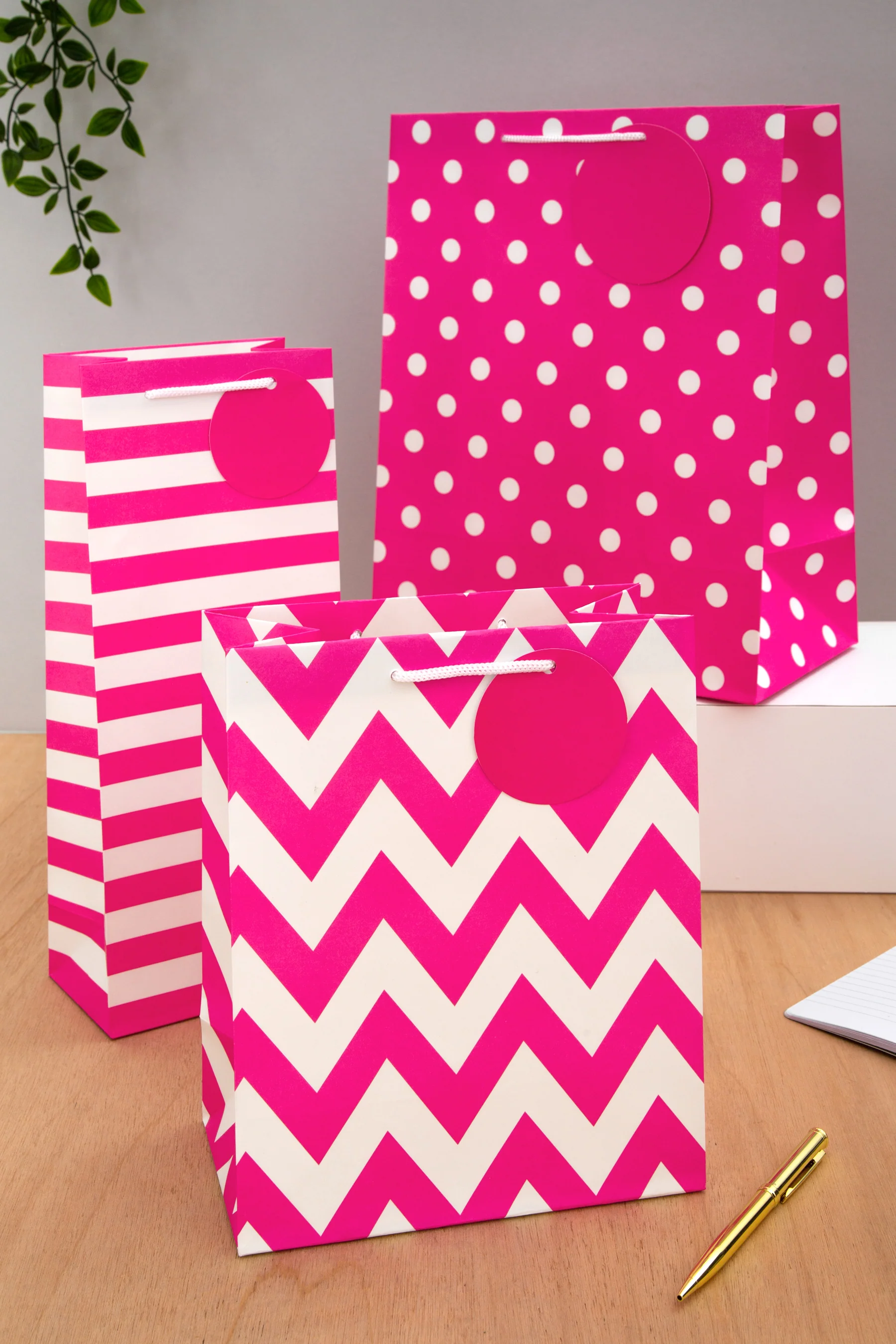 Any Occasion Gift Bag Pack - 3 Bags in 3 Pink Patterned Designs - Image 2