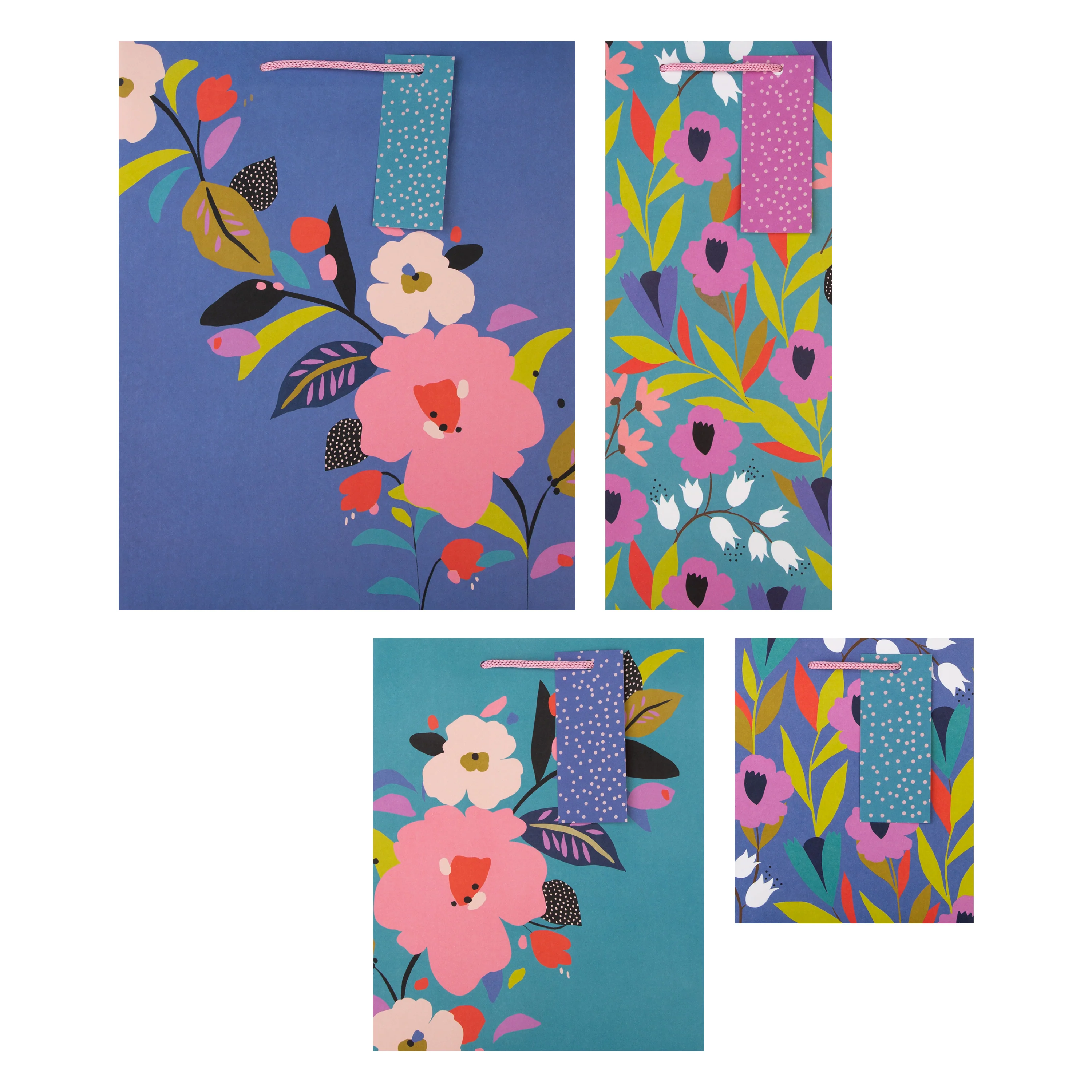Any Occasion Gift Bag Pack - 4 Bags in 4 Floral Designs - Image 2