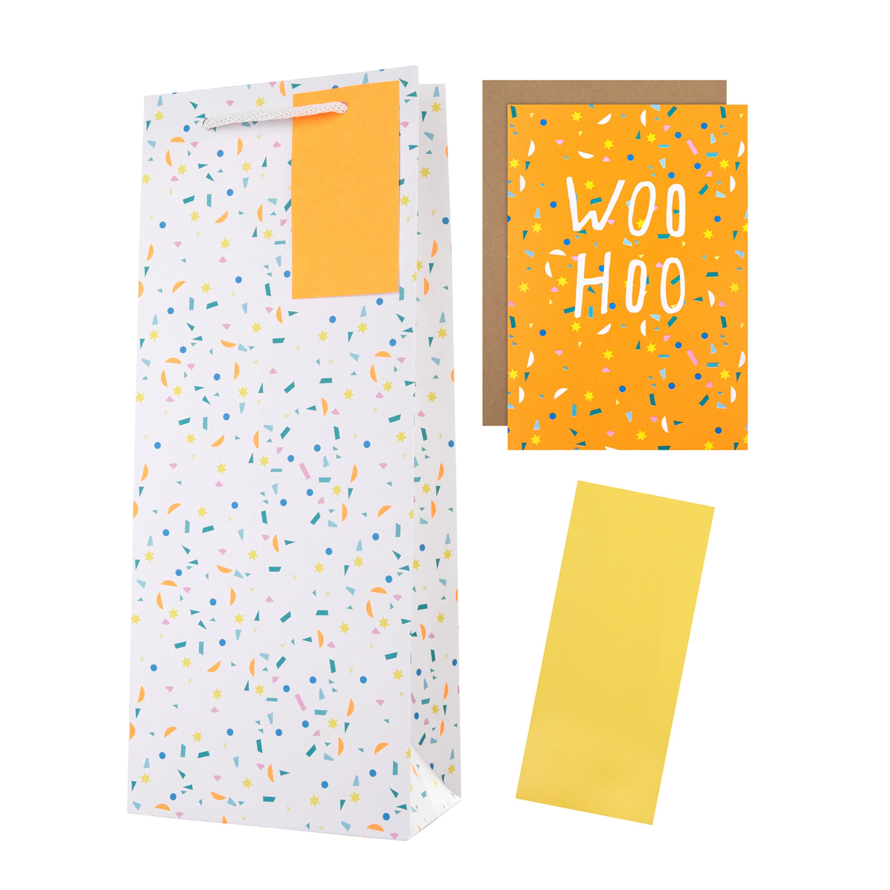 Any Occasion Gift Bag Pack - Card, Bottle Bag & Tissue Paper in 1 Confetti Design