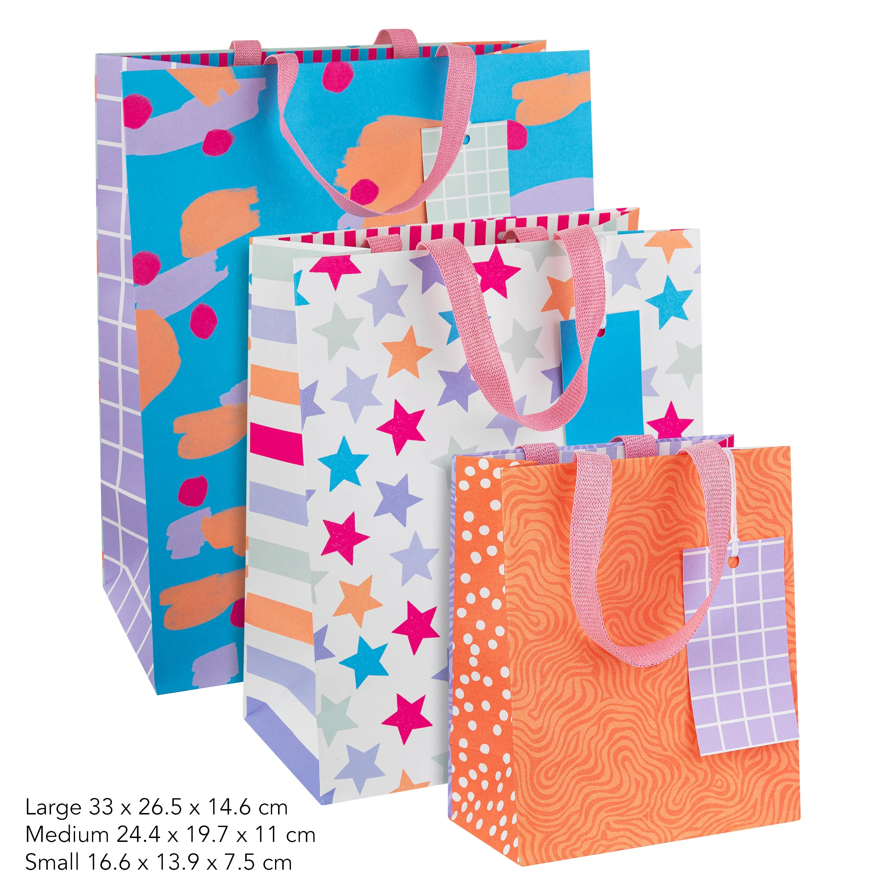 Any Occasion Gift Bags - 3 Pack in 3 Sizes and 3 Stylish Designs - Image 3