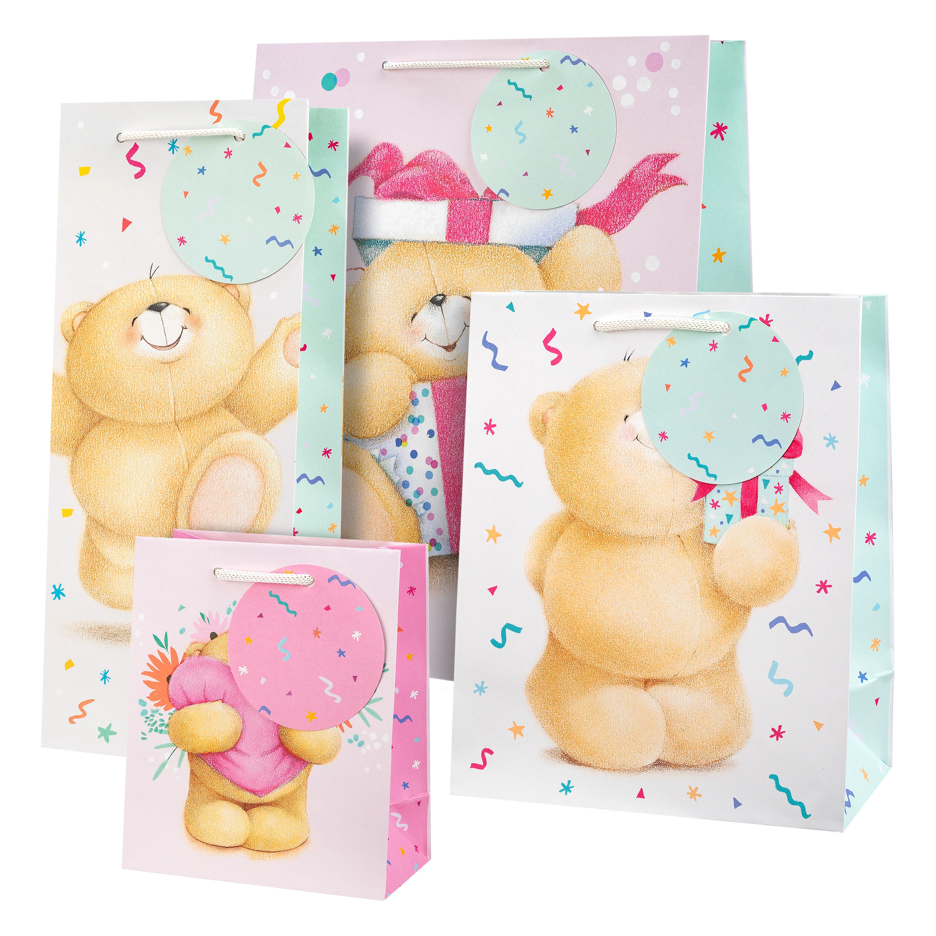 Any Occasion Gift Bags - 4 Pack in 4 Sizes & 4 Forever Friends Designs