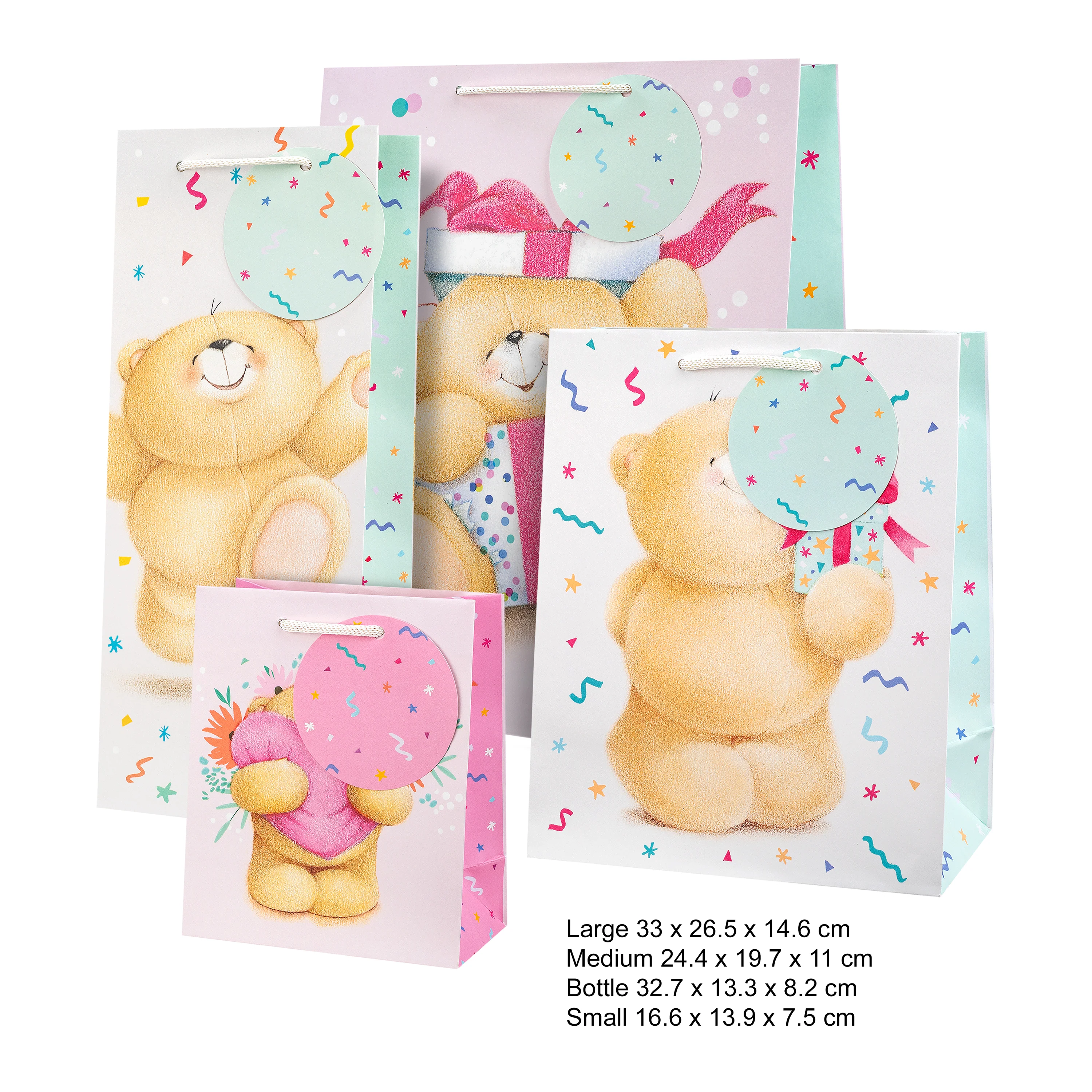 Any Occasion Gift Bags - 4 Pack in 4 Sizes & 4 Forever Friends Designs - Image 3