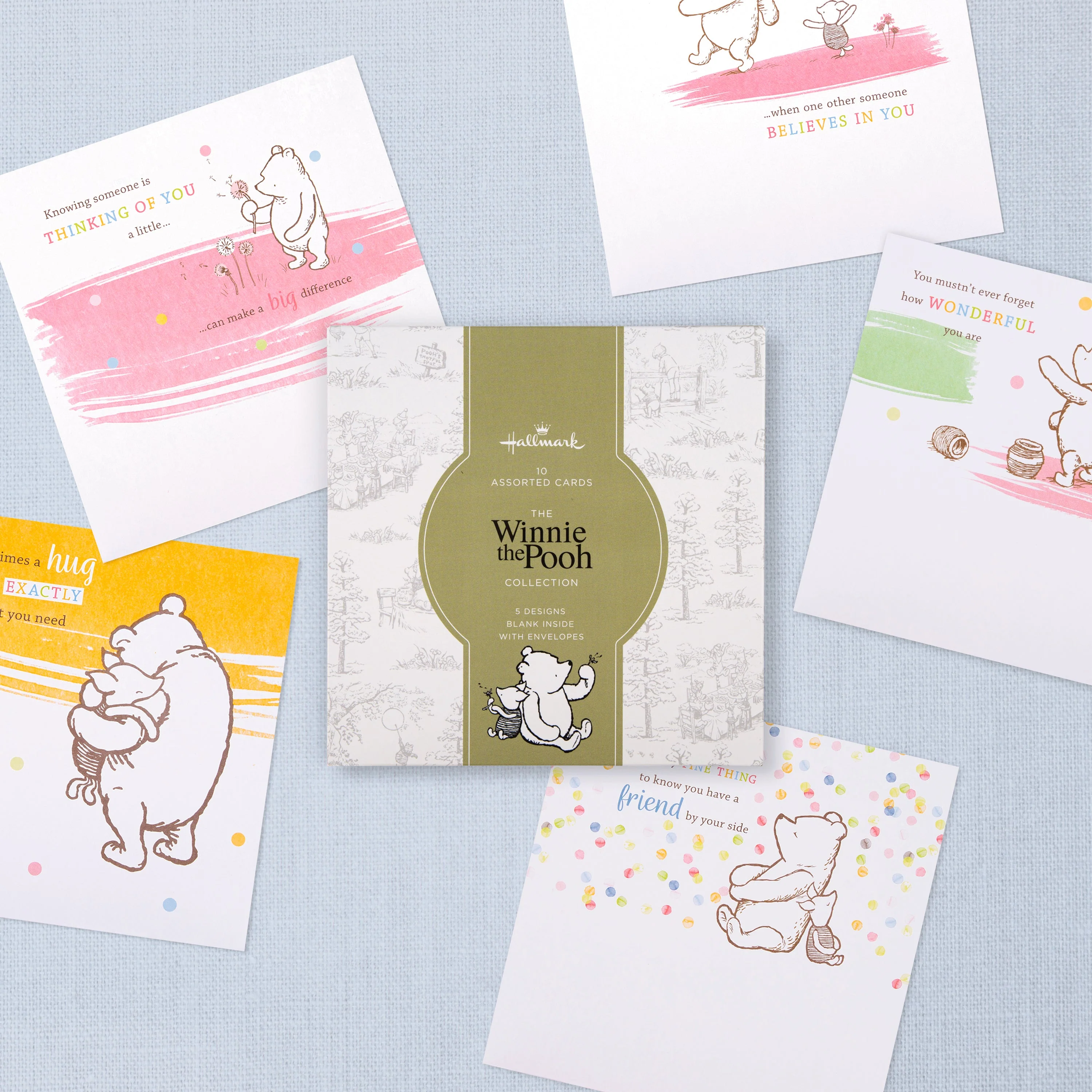 Assorted Cards - Multipack of 10 in 5 Disney's Winnie The Pooh Designs - Image 3
