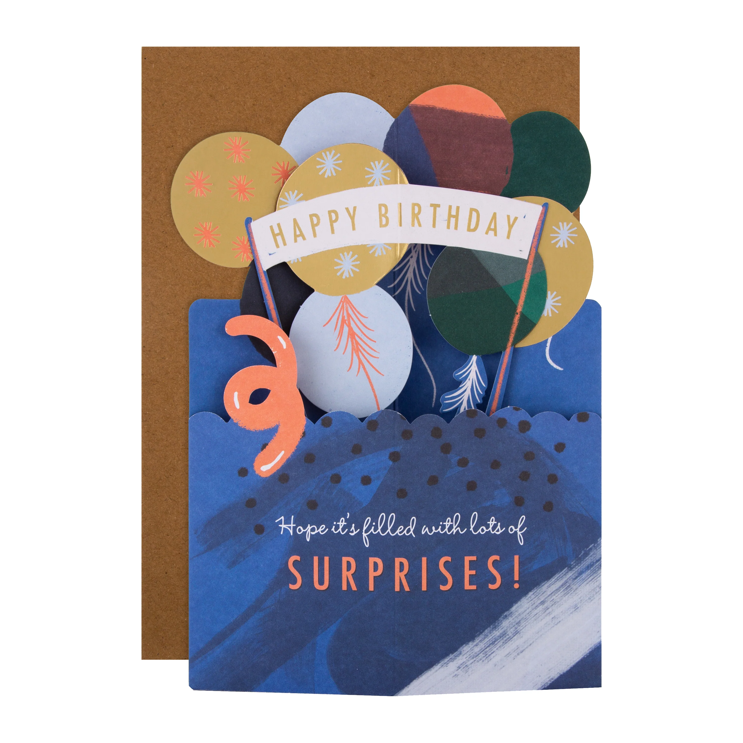 Birthday Card - 3D & Pop Up Blue & Gold Balloons Design - Image 3