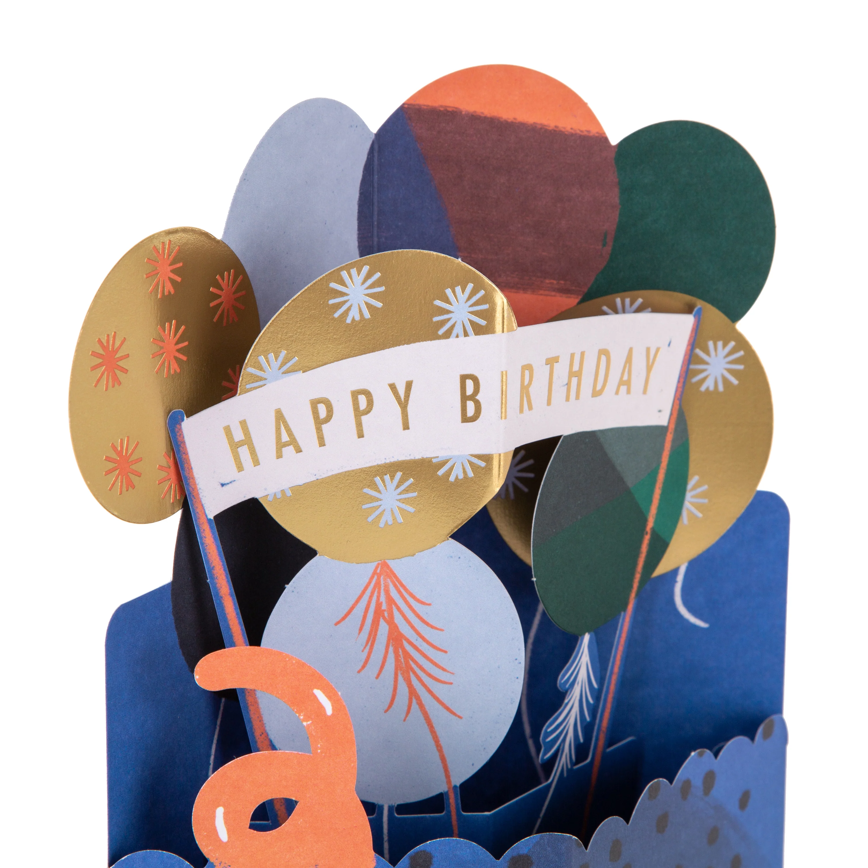 Birthday Card - 3D & Pop Up Blue & Gold Balloons Design - Image 5