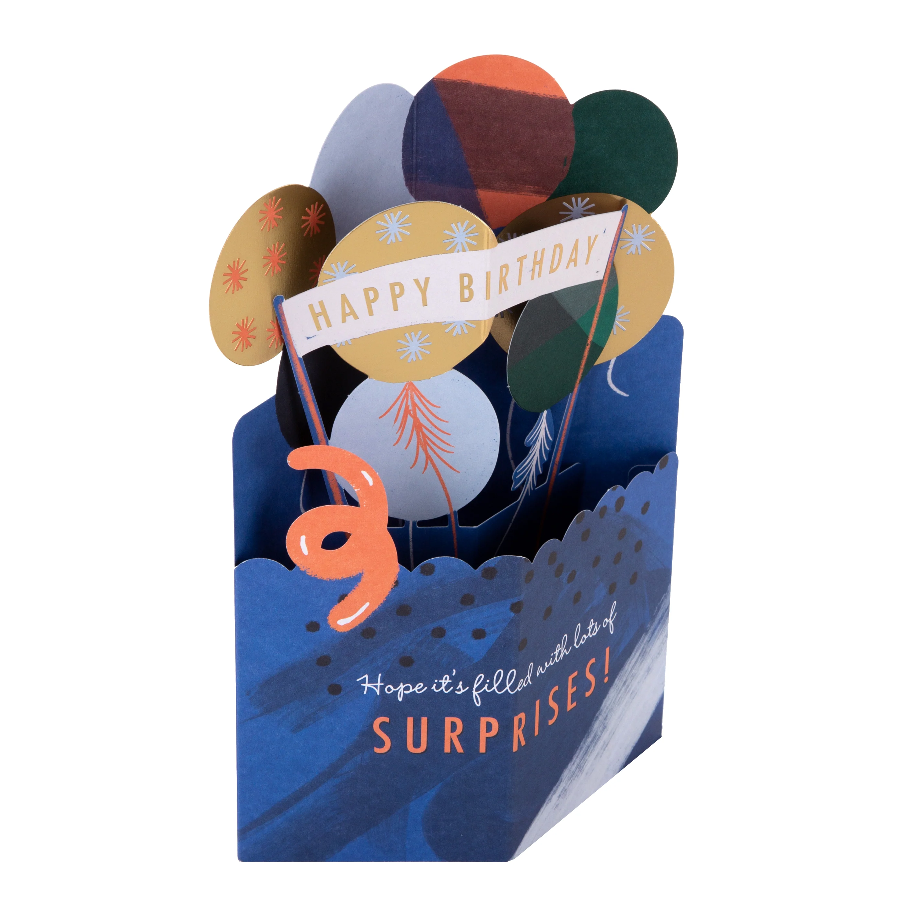 Birthday Card - 3D & Pop Up Blue & Gold Balloons Design - Image 6