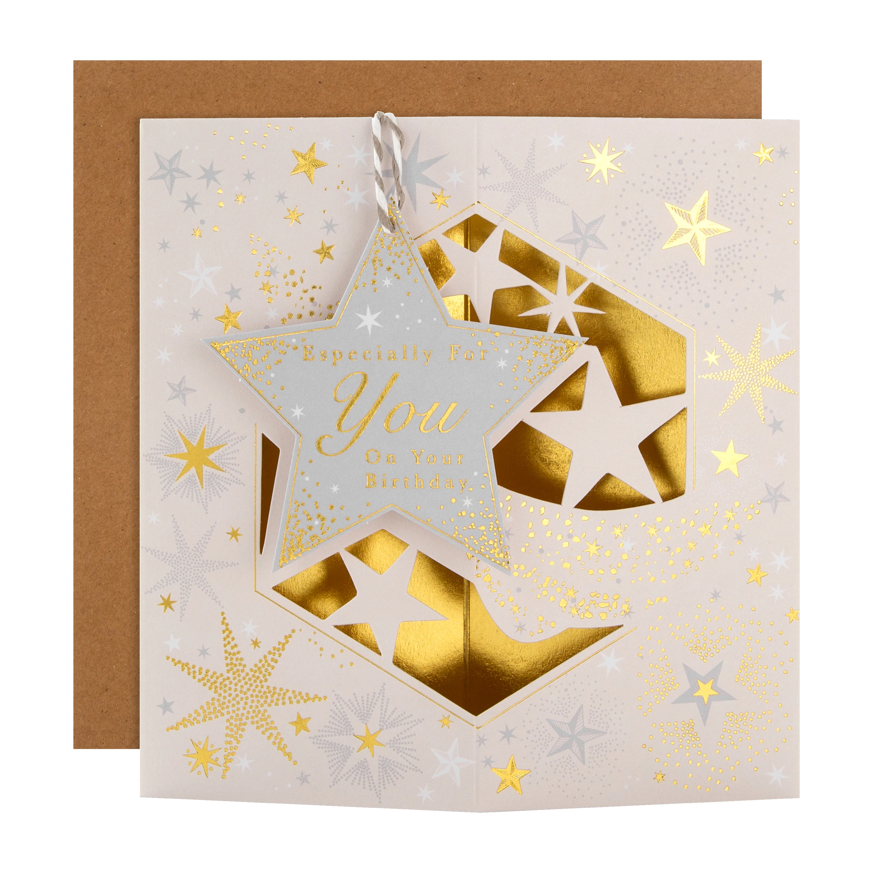 Birthday Card - 3D Pop-Up Gold Star Design - Image 2