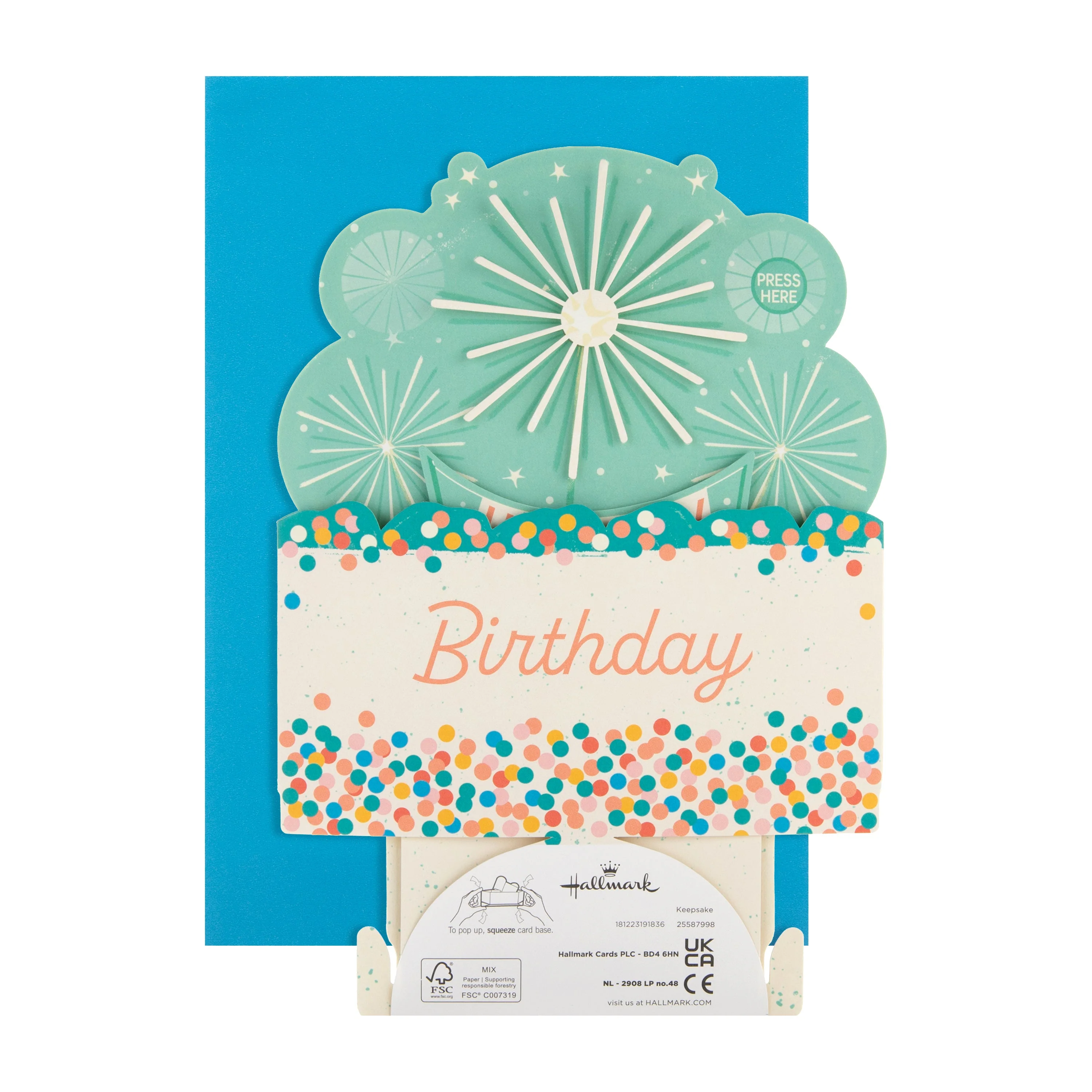 Birthday Card - 3D, Pop-Up, Musical & Motion Blue Sprinkler Design - Image 6