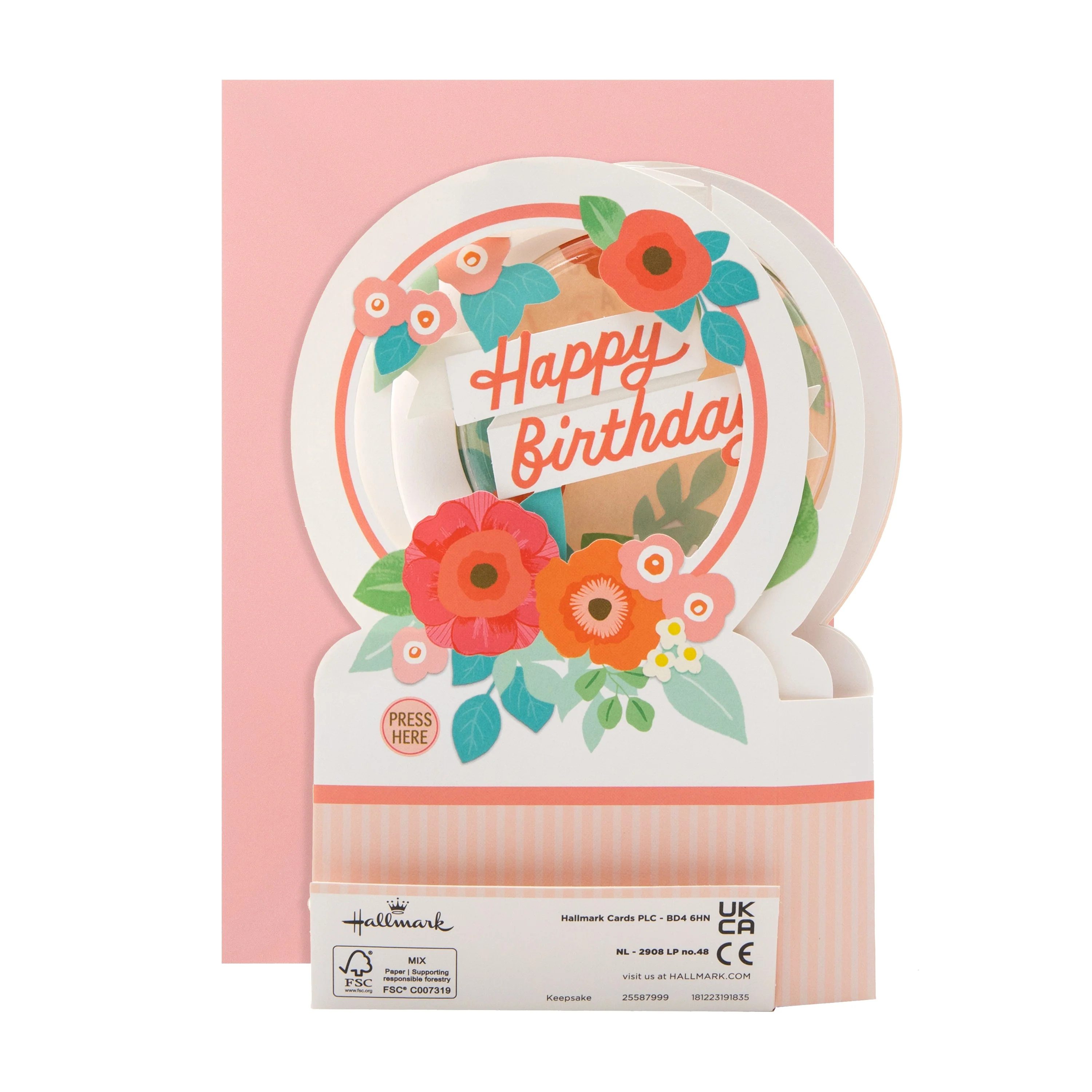 Birthday Card - 3D, Pop-Up, Musical & Motion Pink Snow Globe Design - Image 6