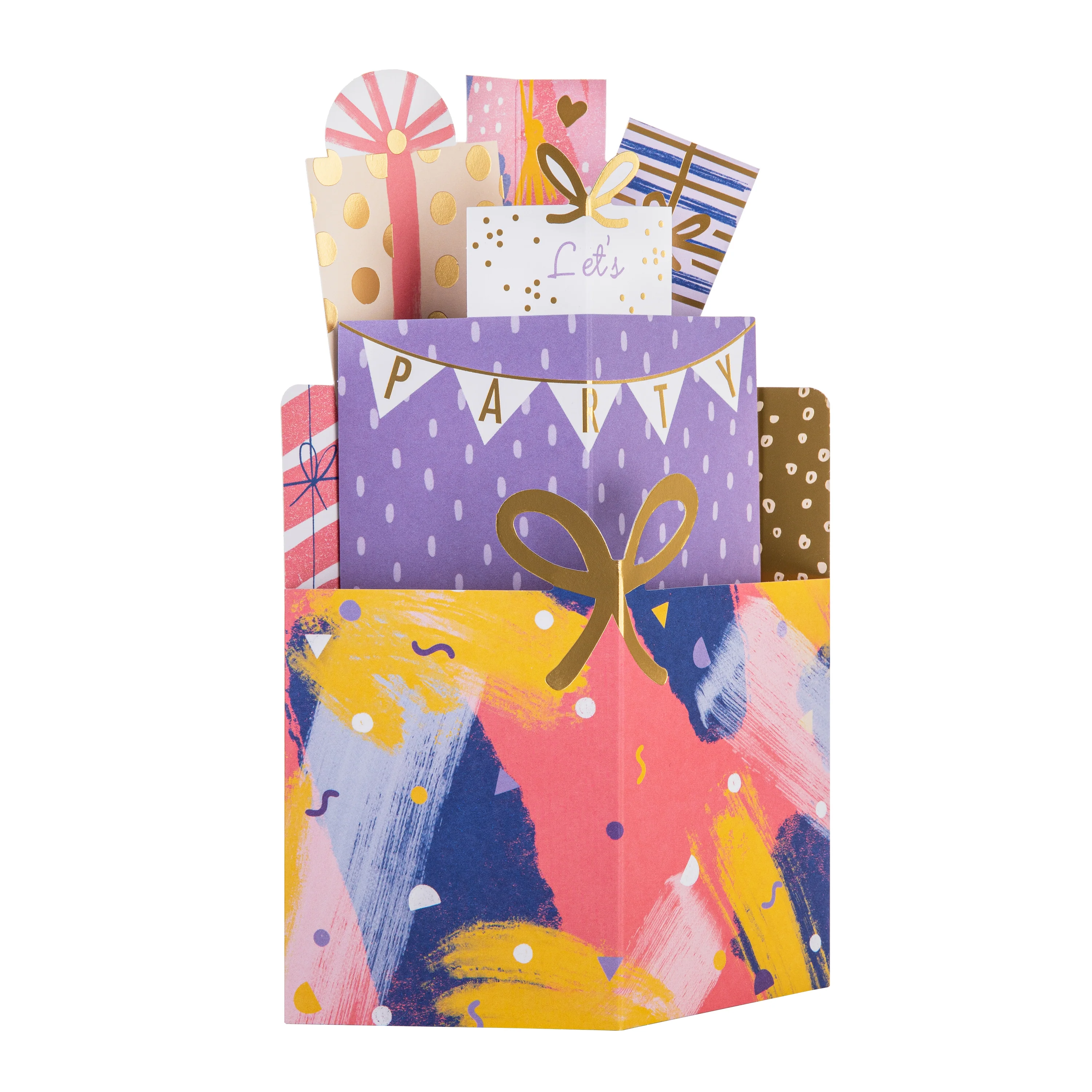 Birthday Card - 3D Pop-Up Pink Stack of Presents Design - Image 5