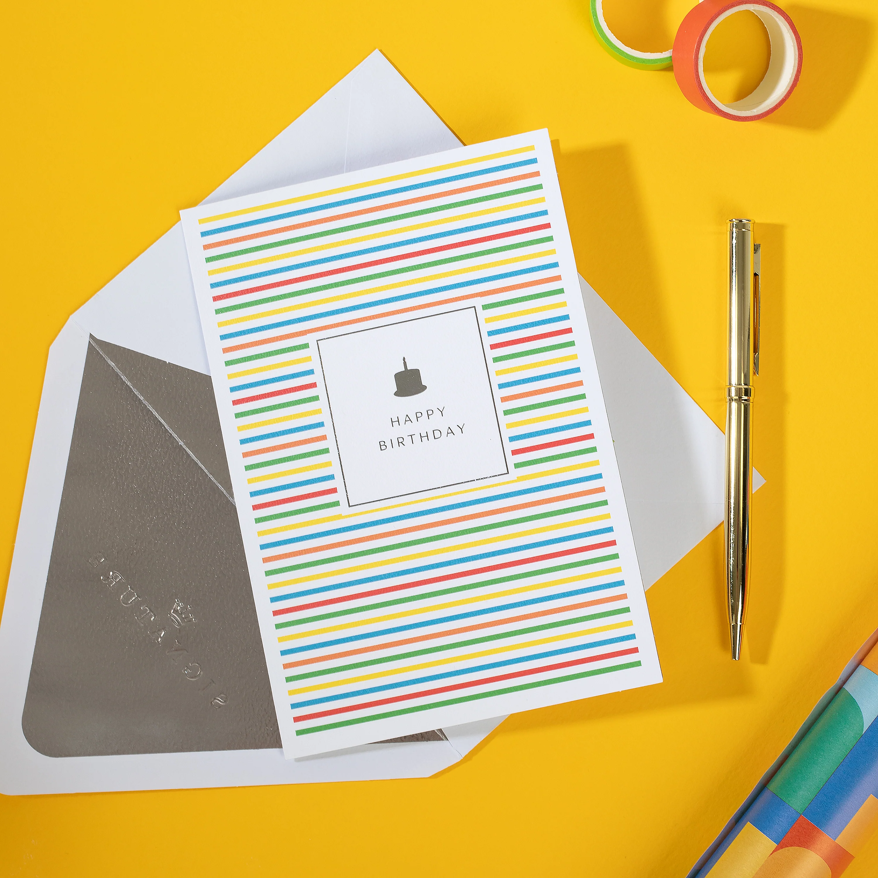 Birthday Card - 3D & Pop Up Rainbow Stripes Banner Birthday Card - Image 9
