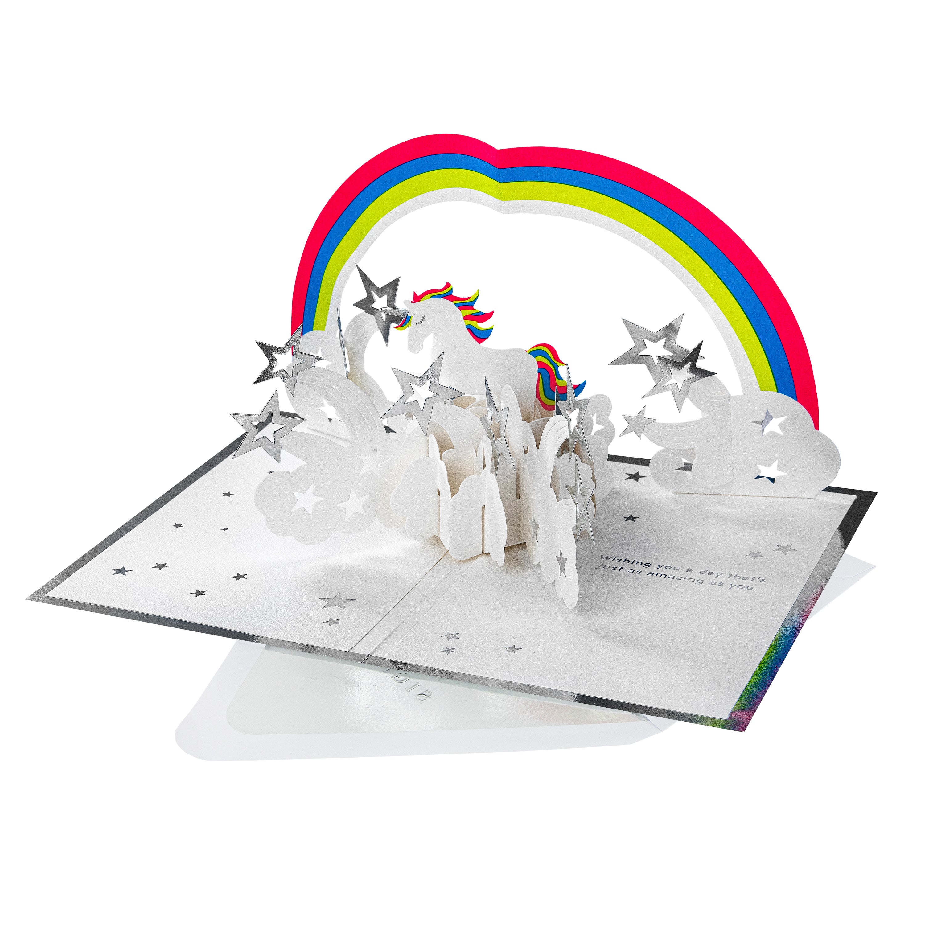 Birthday Card - 3D Pop Up Unicorn & Rainbow Design - Image 3