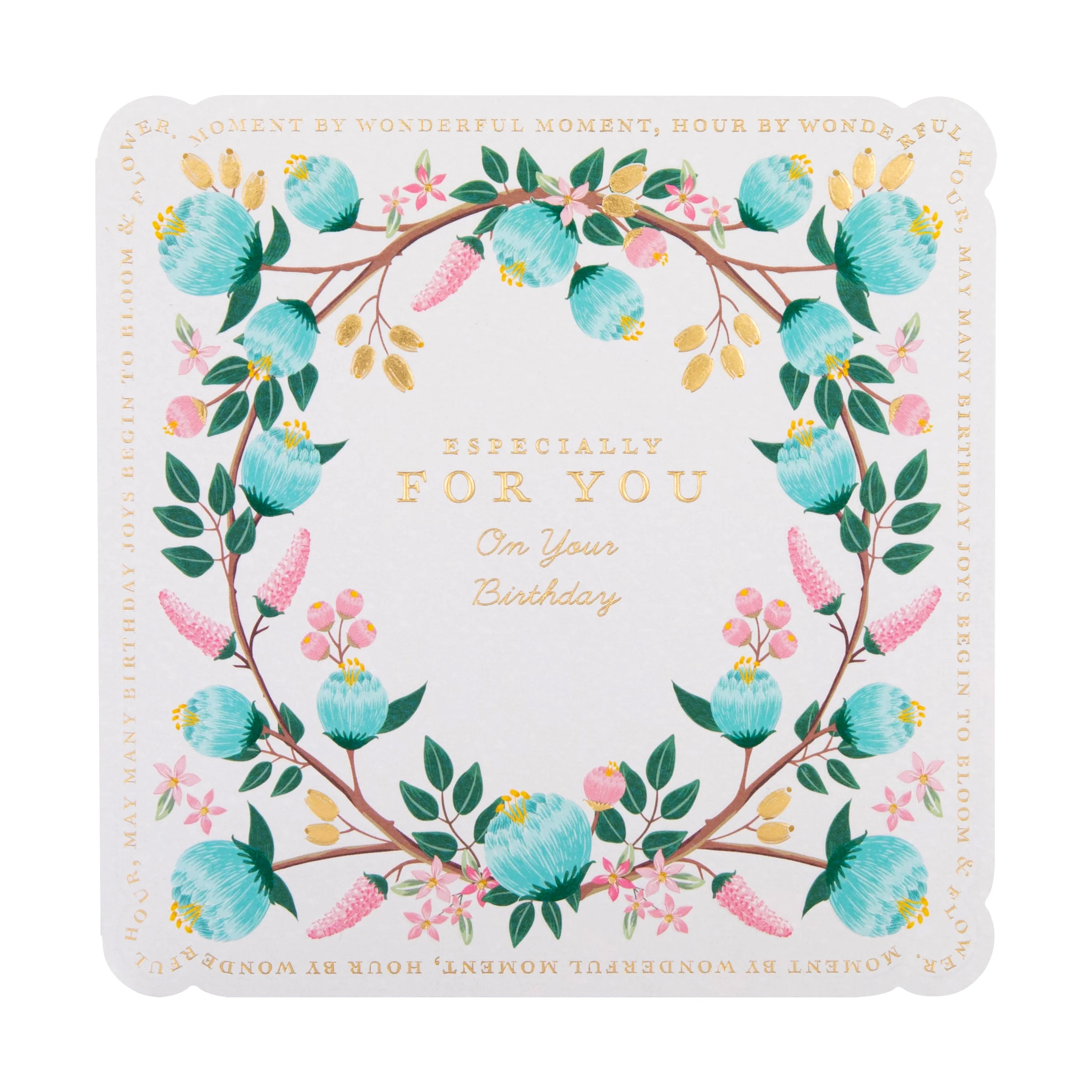 Birthday Card - Blue Flower Border Design - Image 4