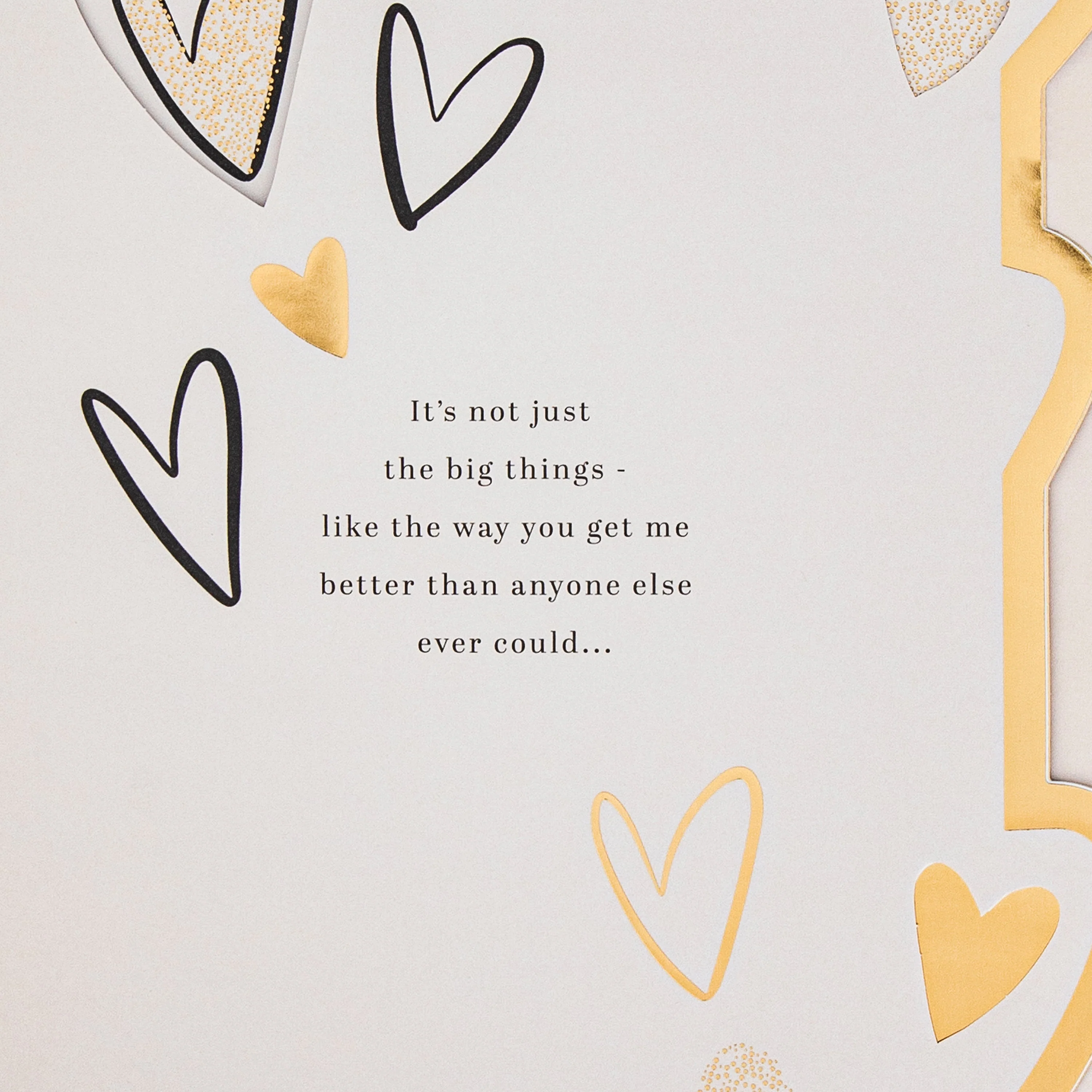 Birthday Card for Boyfriend - Gold Foil Hearts Design & Heartfelt Verse - Image 4