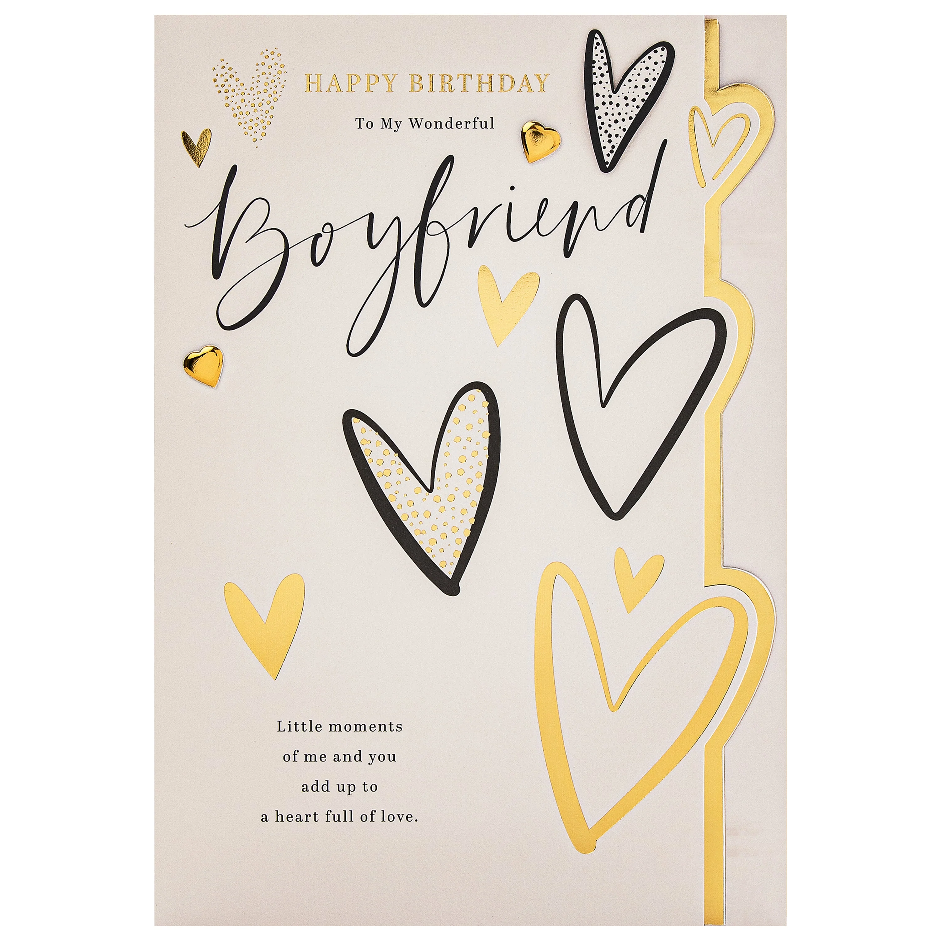Birthday Card for Boyfriend - Gold Foil Hearts Design & Heartfelt Verse - Image 7