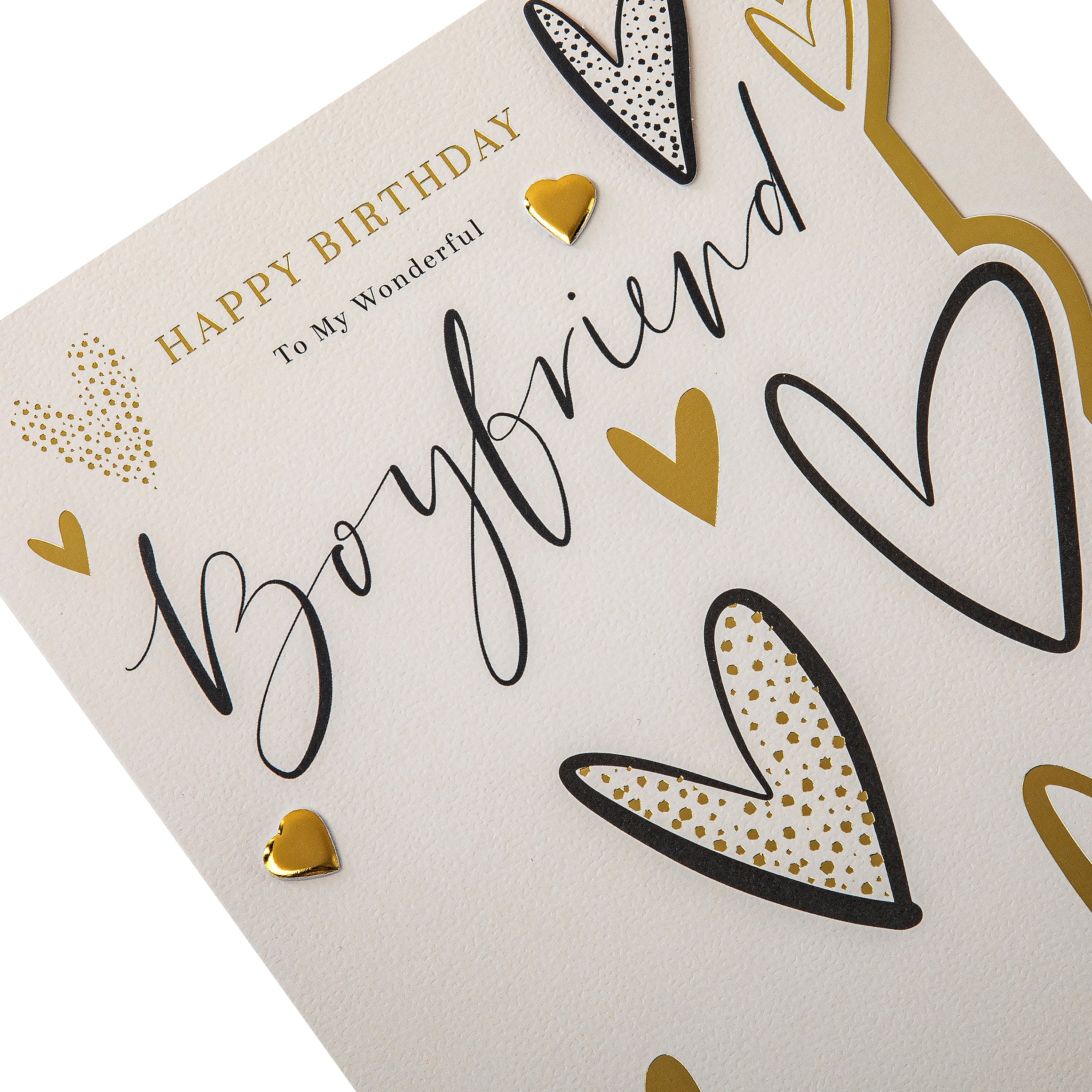 Birthday Card for Boyfriend - Gold Foil Hearts Design & Heartfelt Verse - Image 8