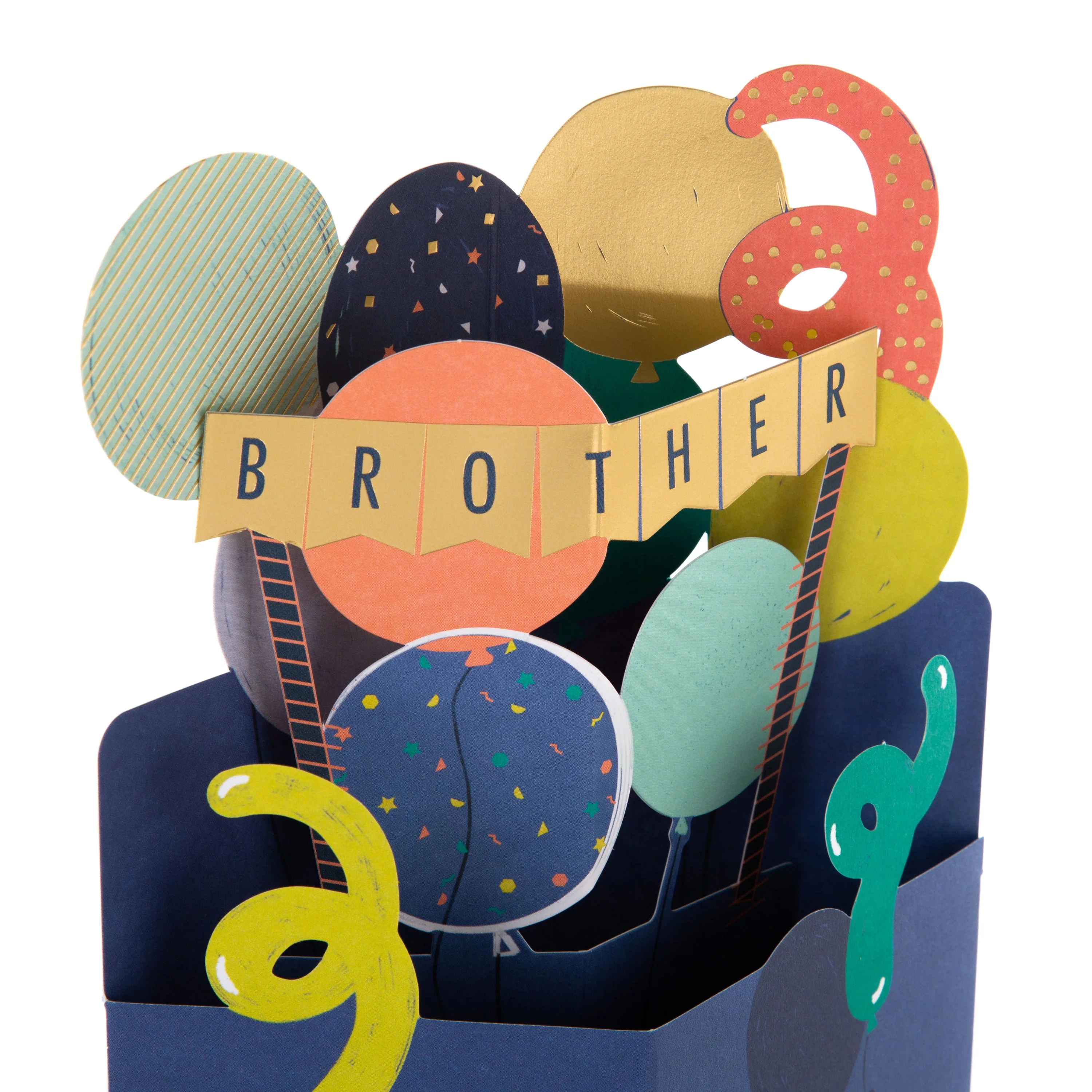 Birthday Card for Brother - Colourful 3D Balloons Bunting Design - Image 4