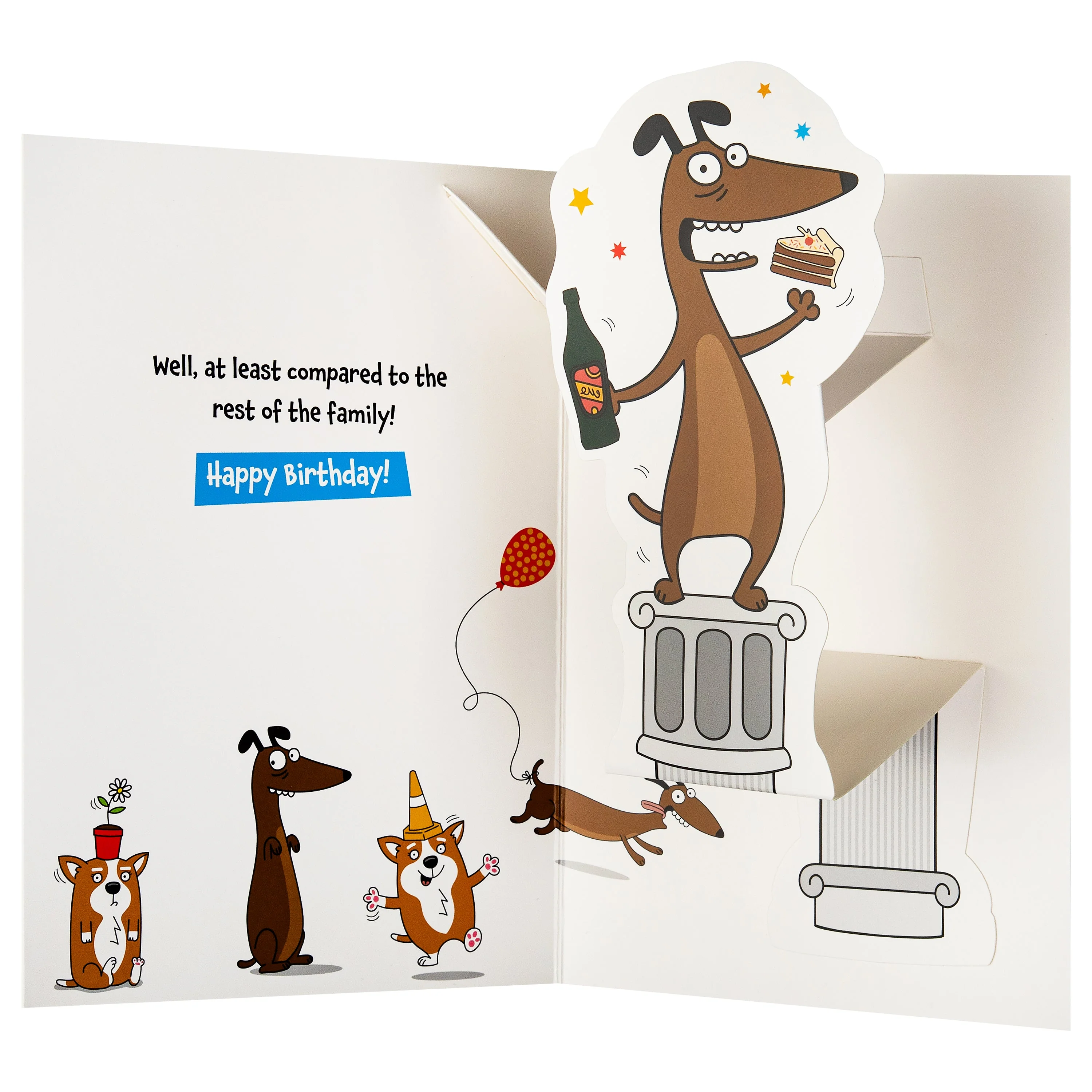 Birthday Card for Brother - Funny Pop-Up Party Dog Design - Image 2