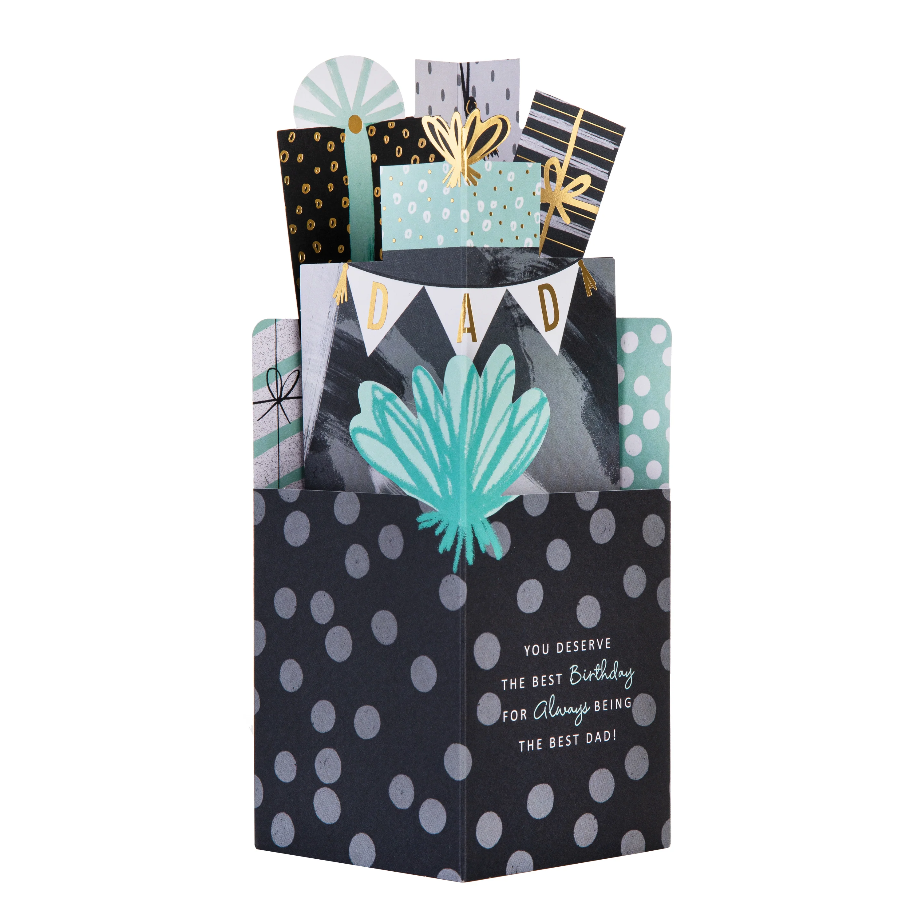 Birthday Card for Dad - 3D Pop-Up Stack of Presents Design