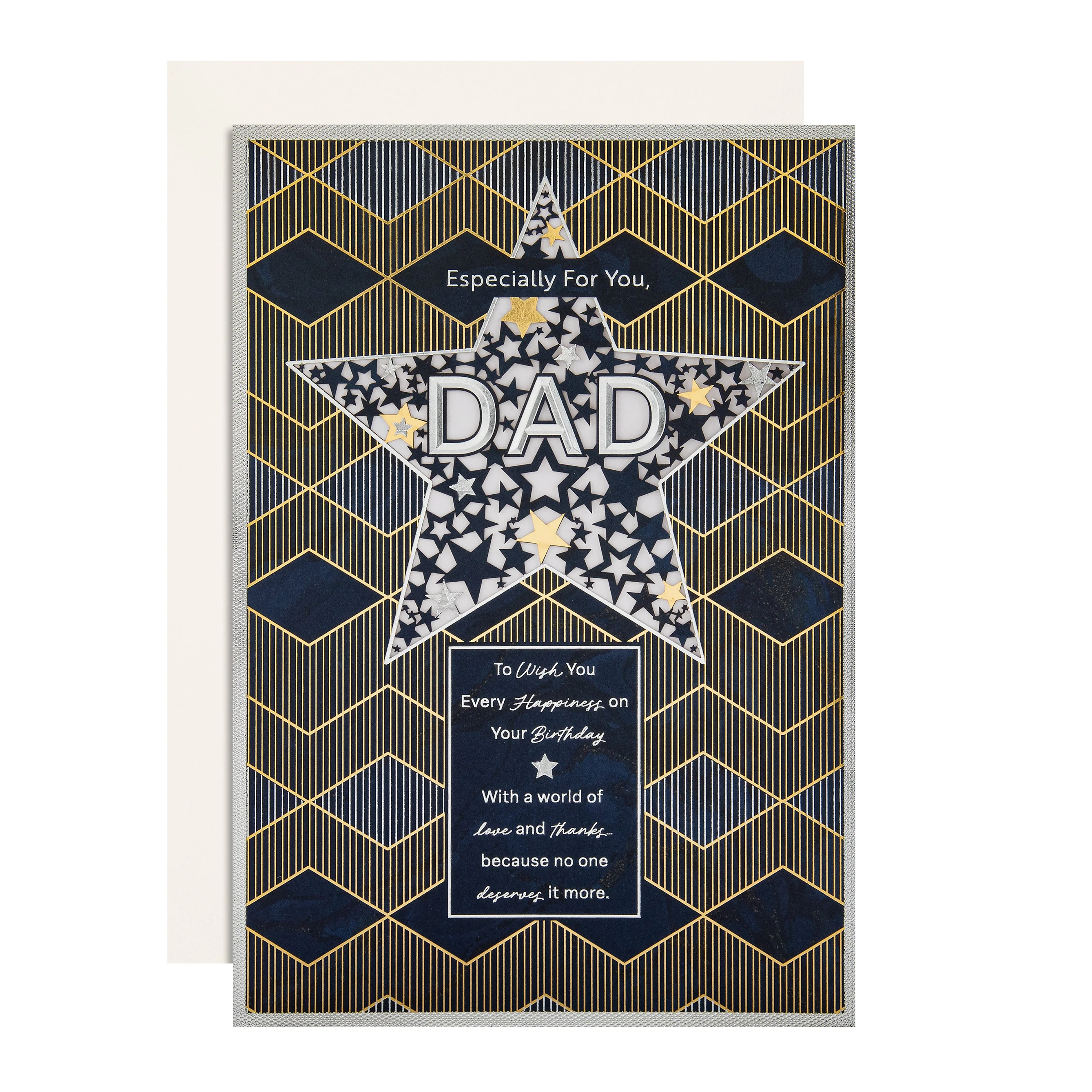 Birthday Card for Dad - Dark Patterned Design with Star