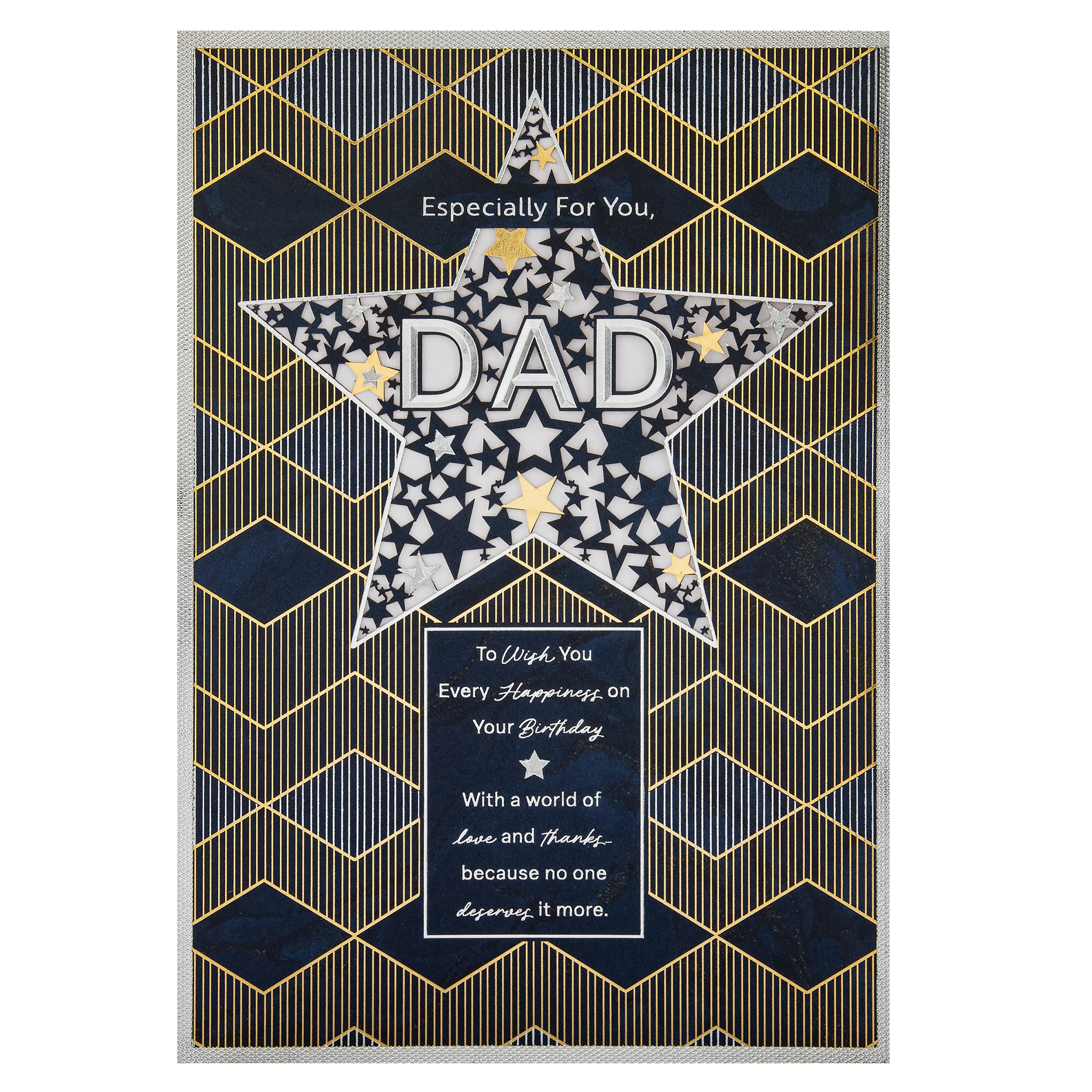 Birthday Card for Dad - Dark Patterned Design with Star - Image 8