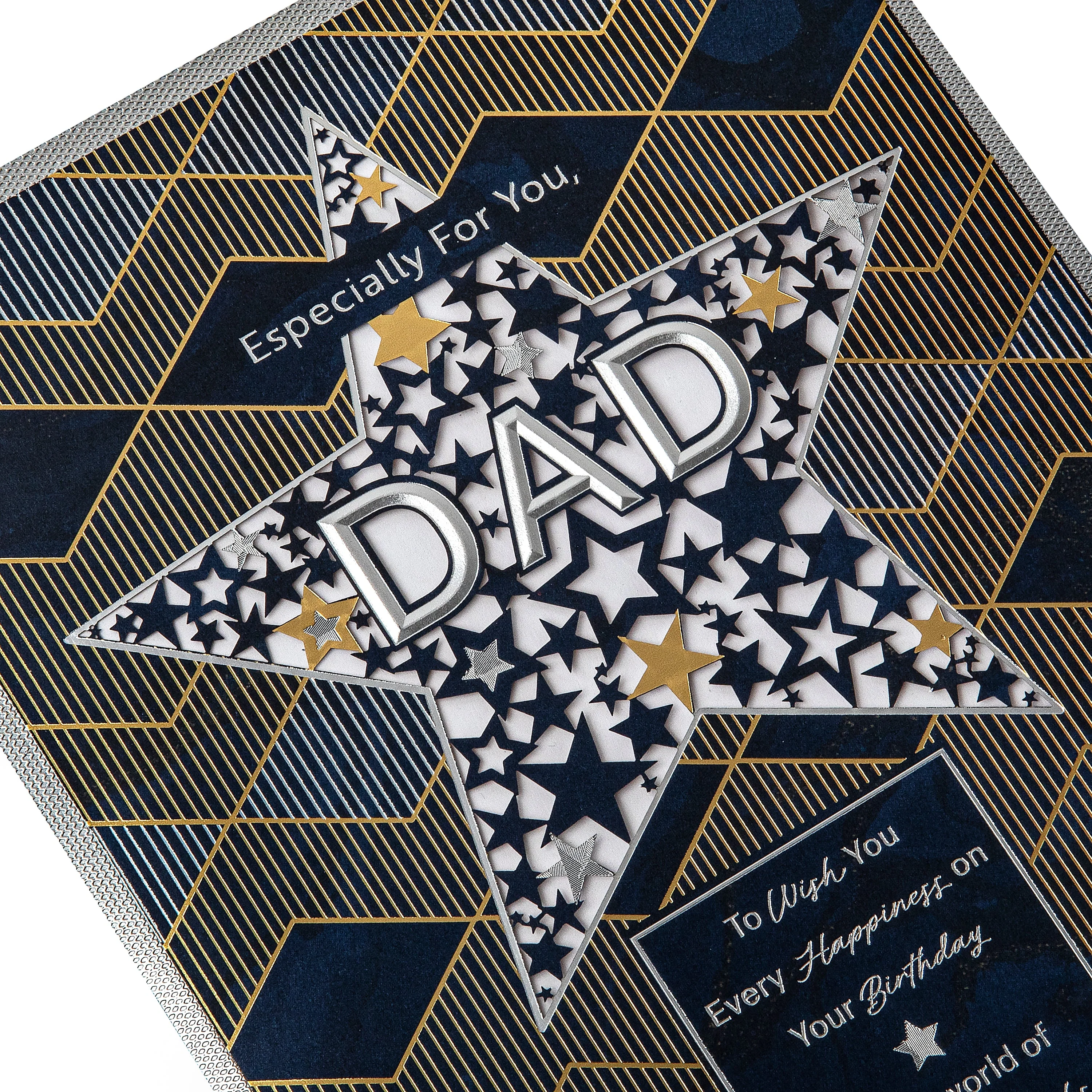 Birthday Card for Dad - Dark Patterned Design with Star - Image 9