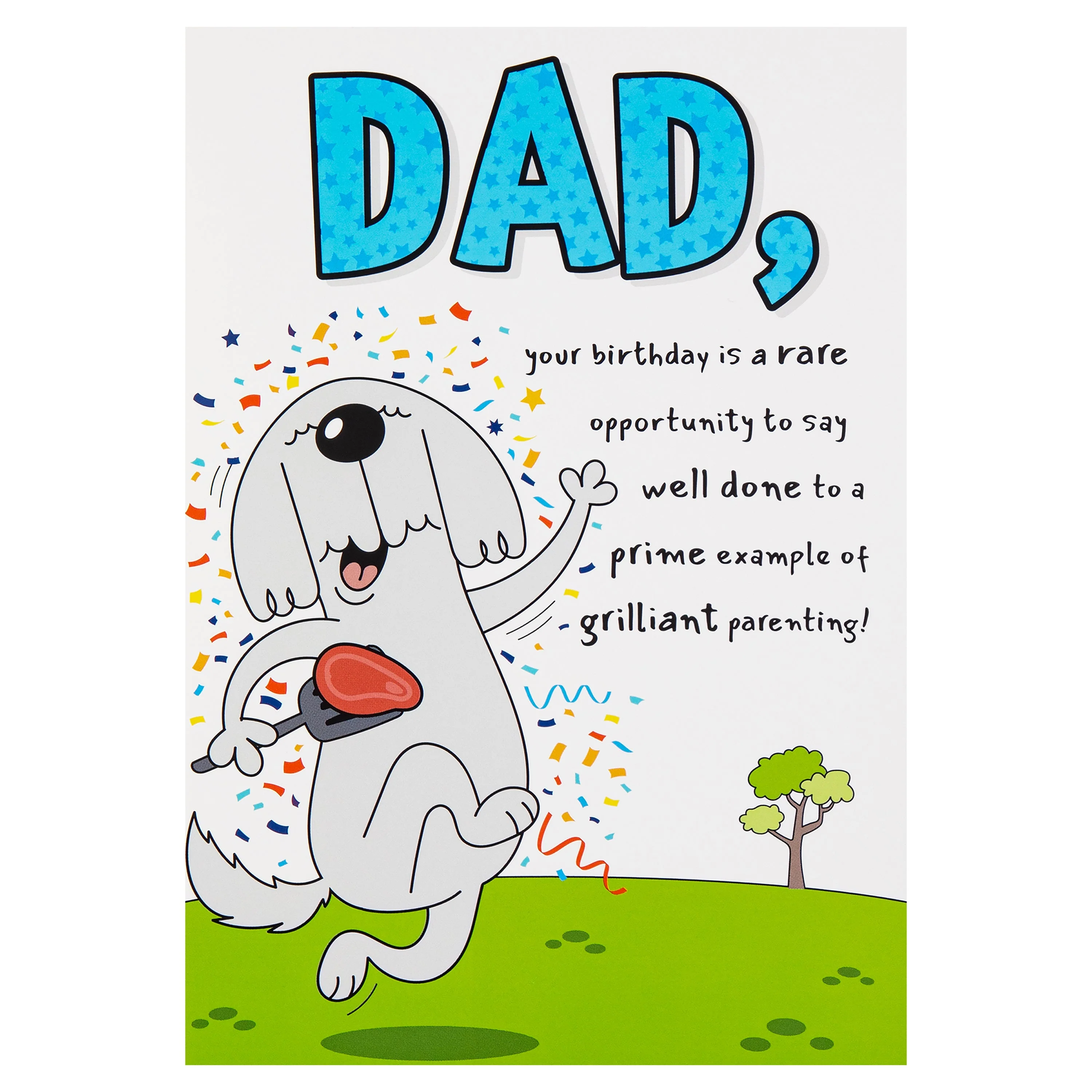 Birthday Card for Dad - Funny Pop-Up Dog & Steak Design - Image 4