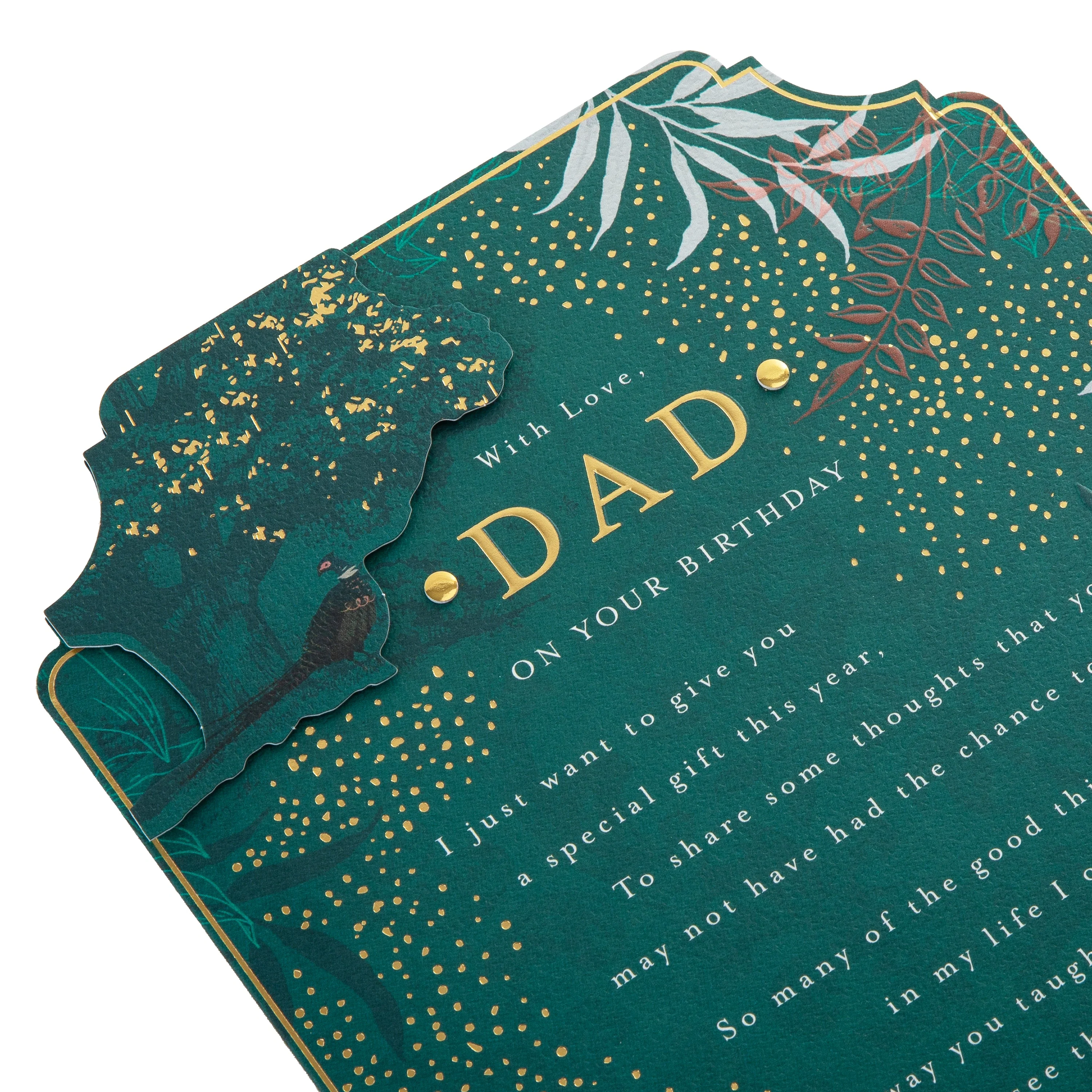 Birthday Card for Dad - Green Traditional Floral Design with Heartfelt Verse - Image 6