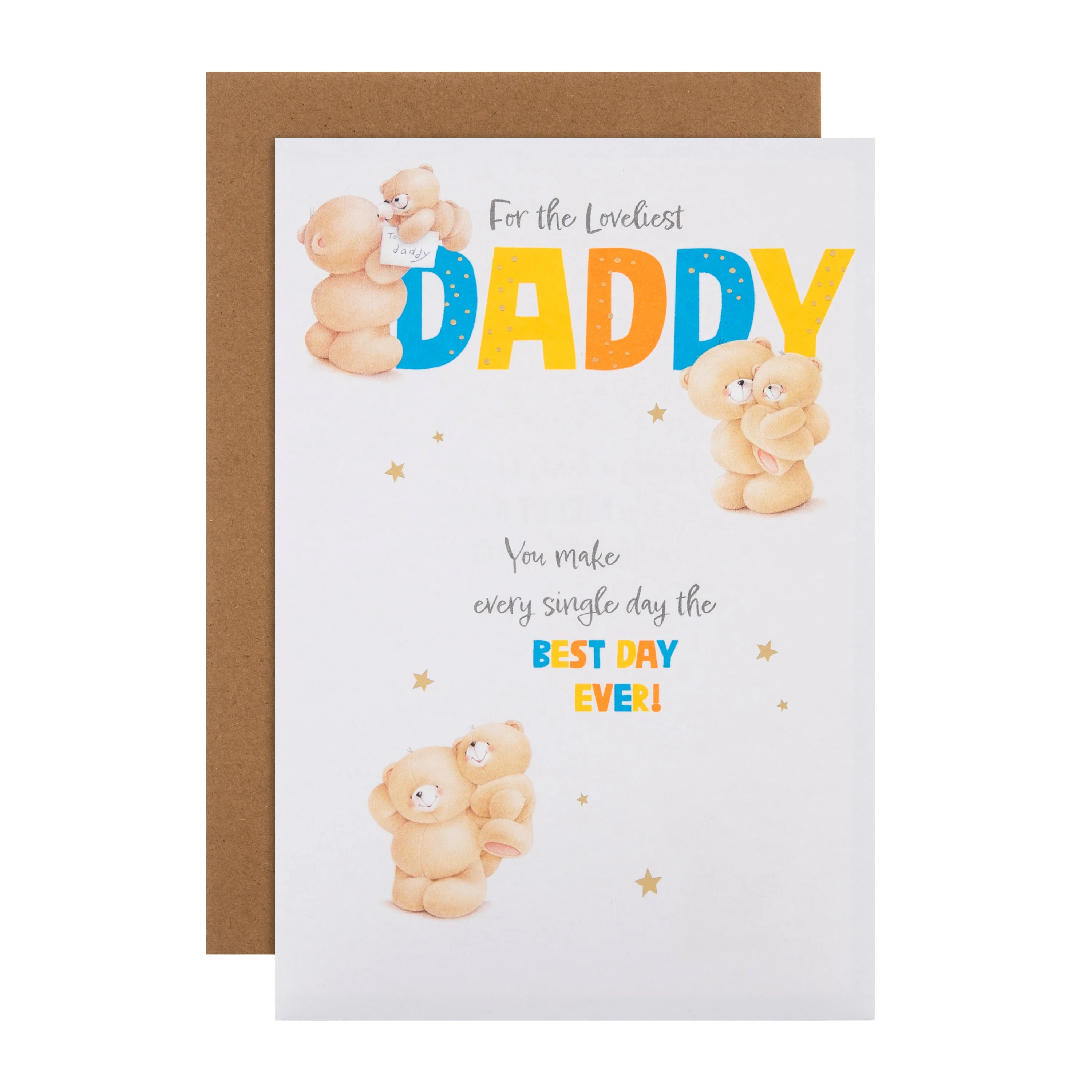 Birthday Card for Daddy - Forever Friends Bears & Stars Design