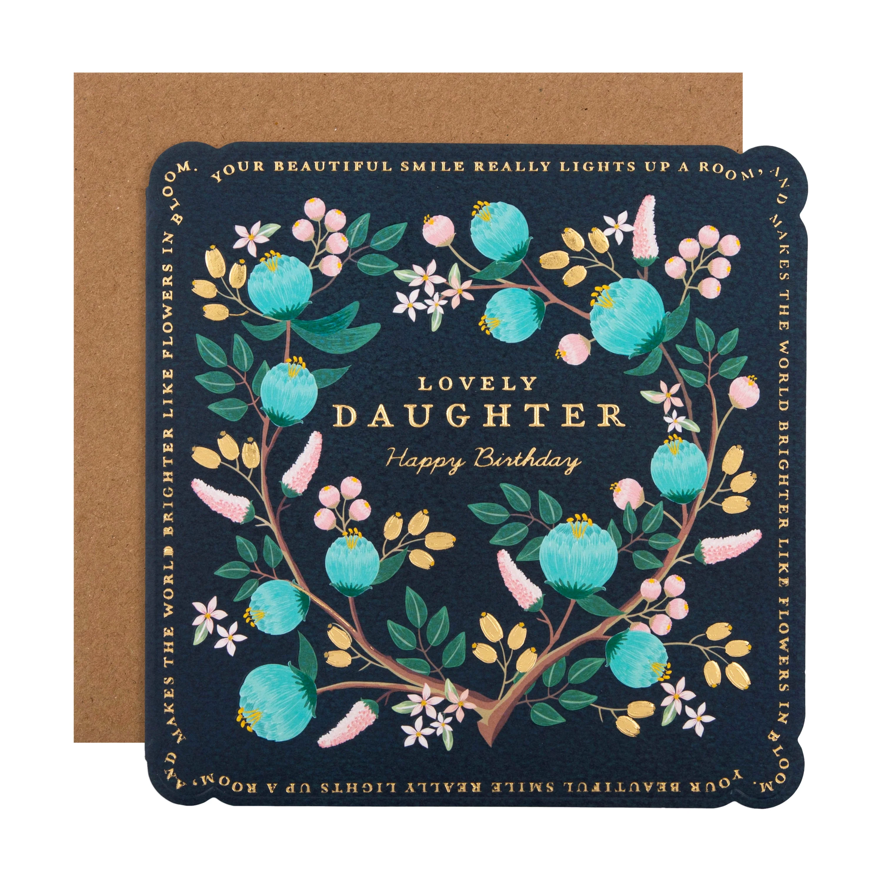 Birthday Card for Daughter - Blue Flower Border Design