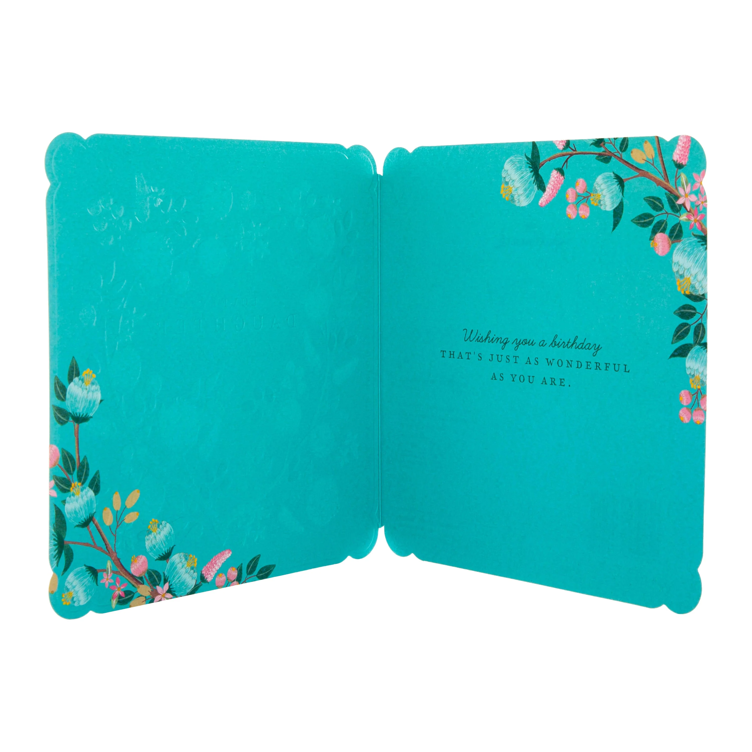 Birthday Card for Daughter - Blue Flower Border Design - Image 2