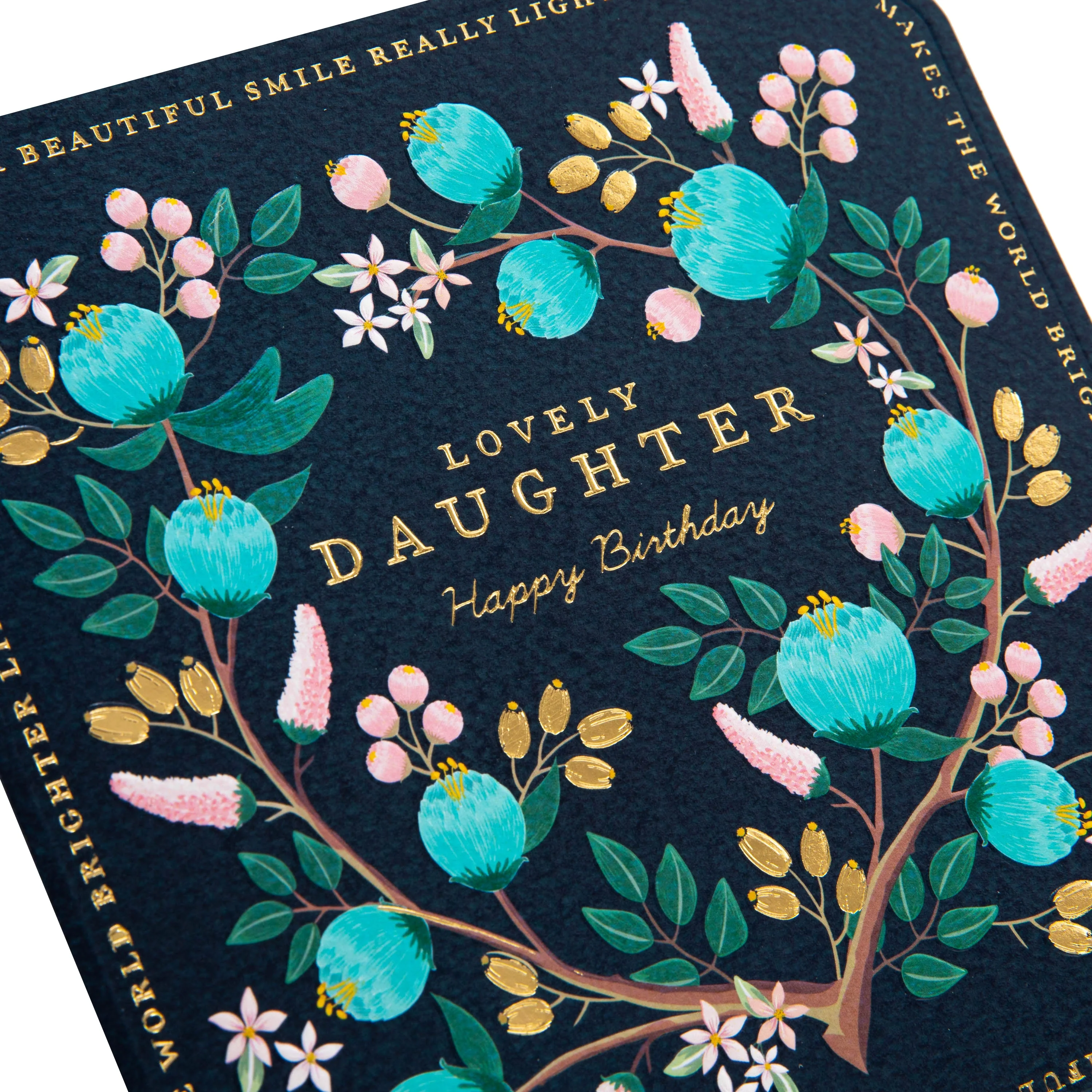 Birthday Card for Daughter - Blue Flower Border Design - Image 5