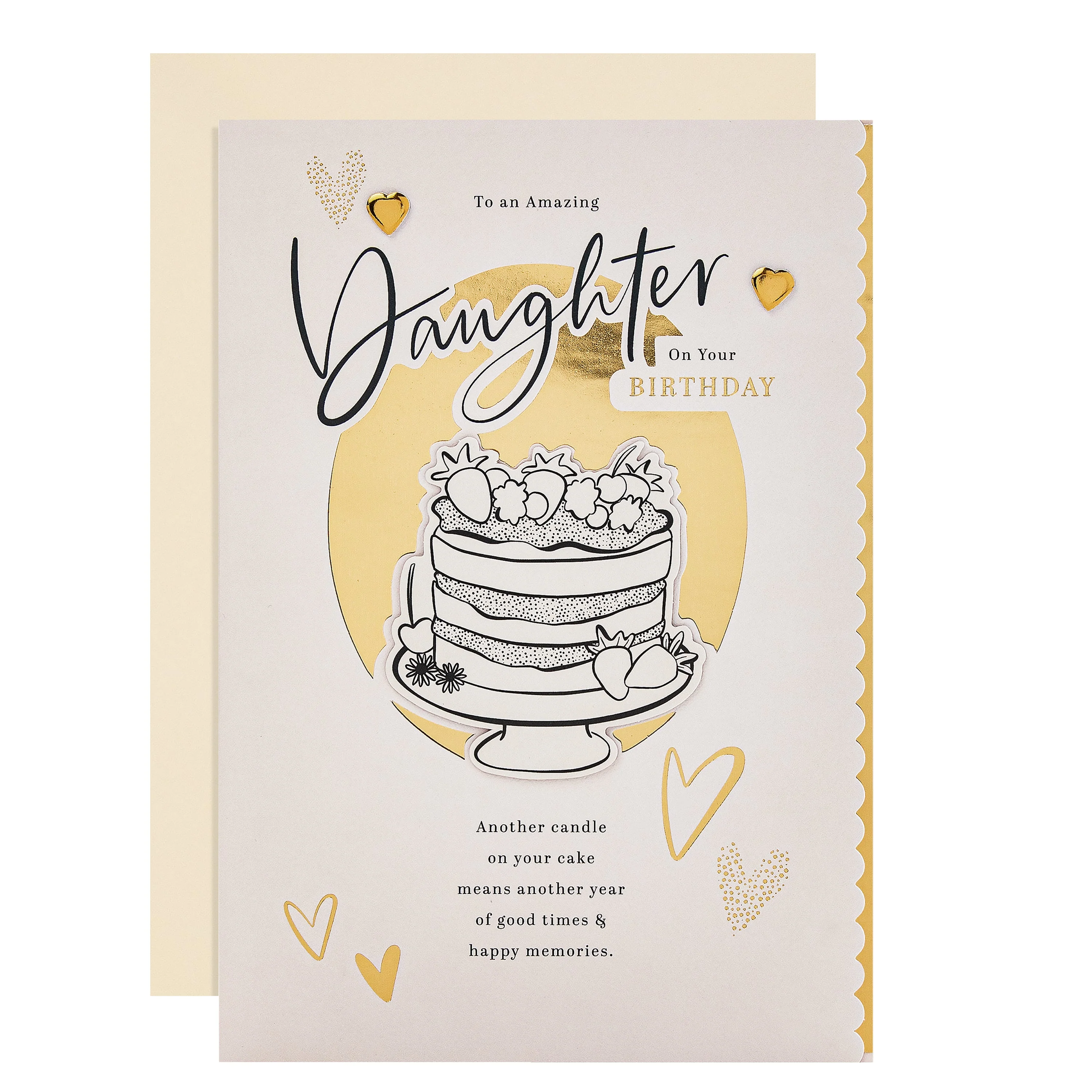 Birthday Card for Daughter - Cake & Heartfelt Verse Design