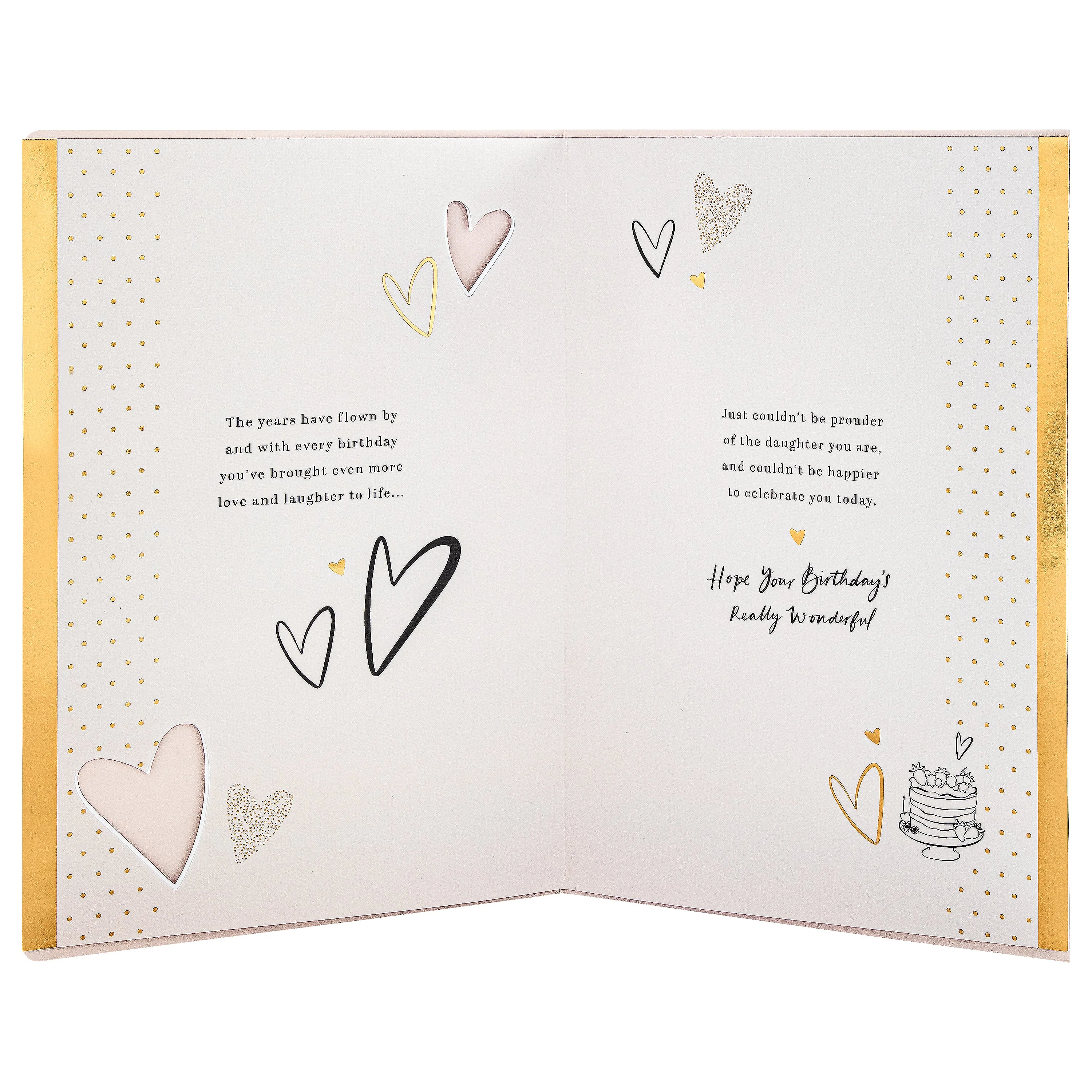 Birthday Card for Daughter - Cake & Heartfelt Verse Design - Image 3