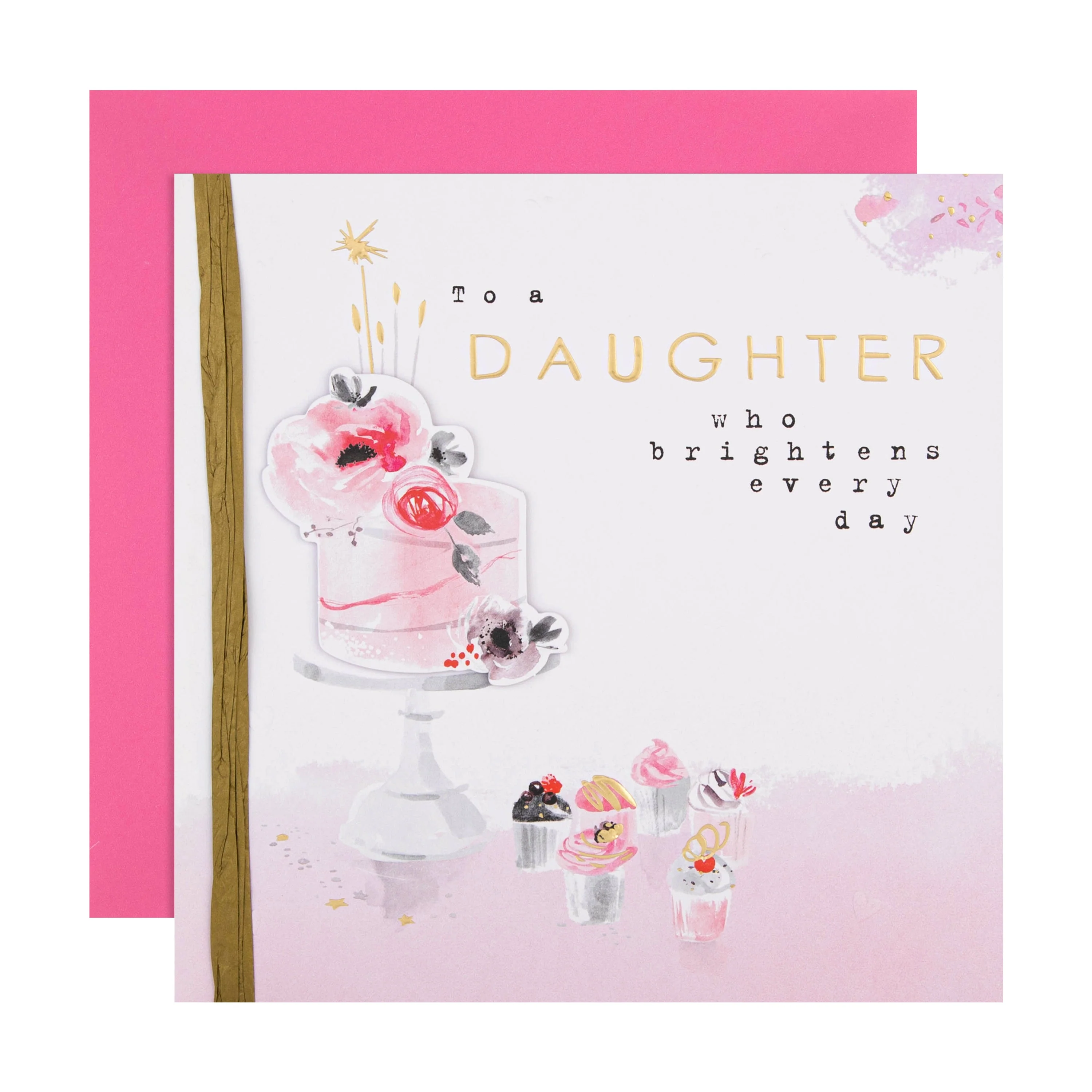 Birthday Card for Daughter - Pink Cake Design
