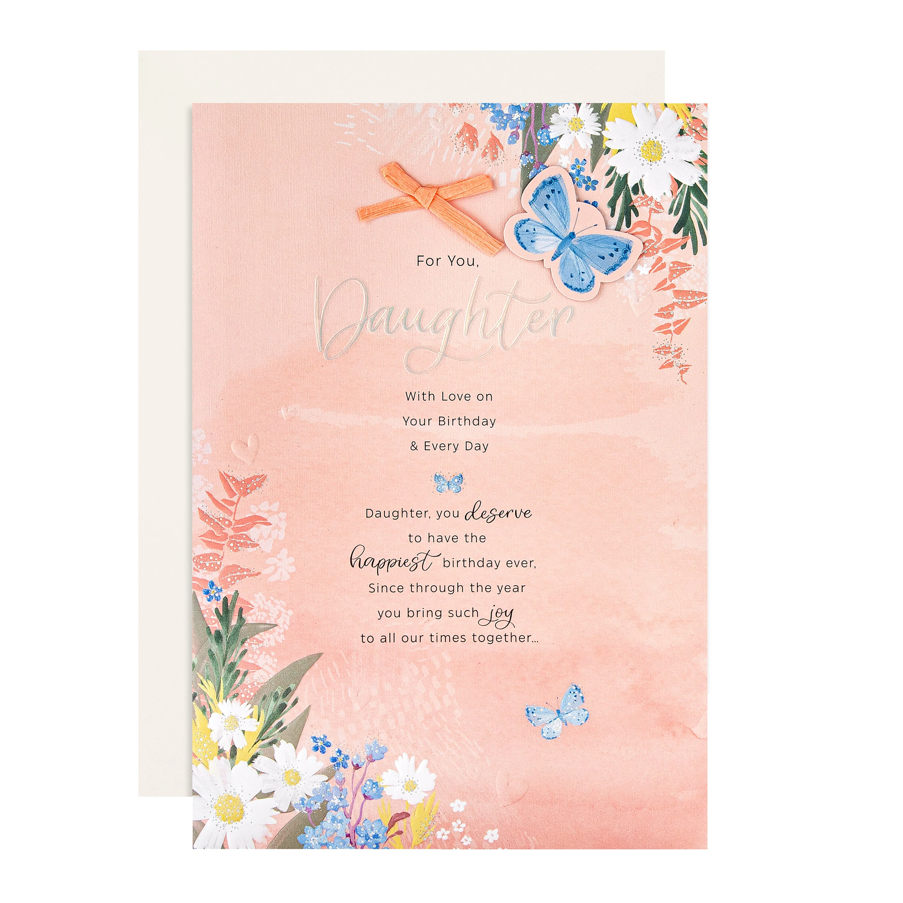 Birthday Card for Daughter - Pink Florals Design & Heartfelt Verse