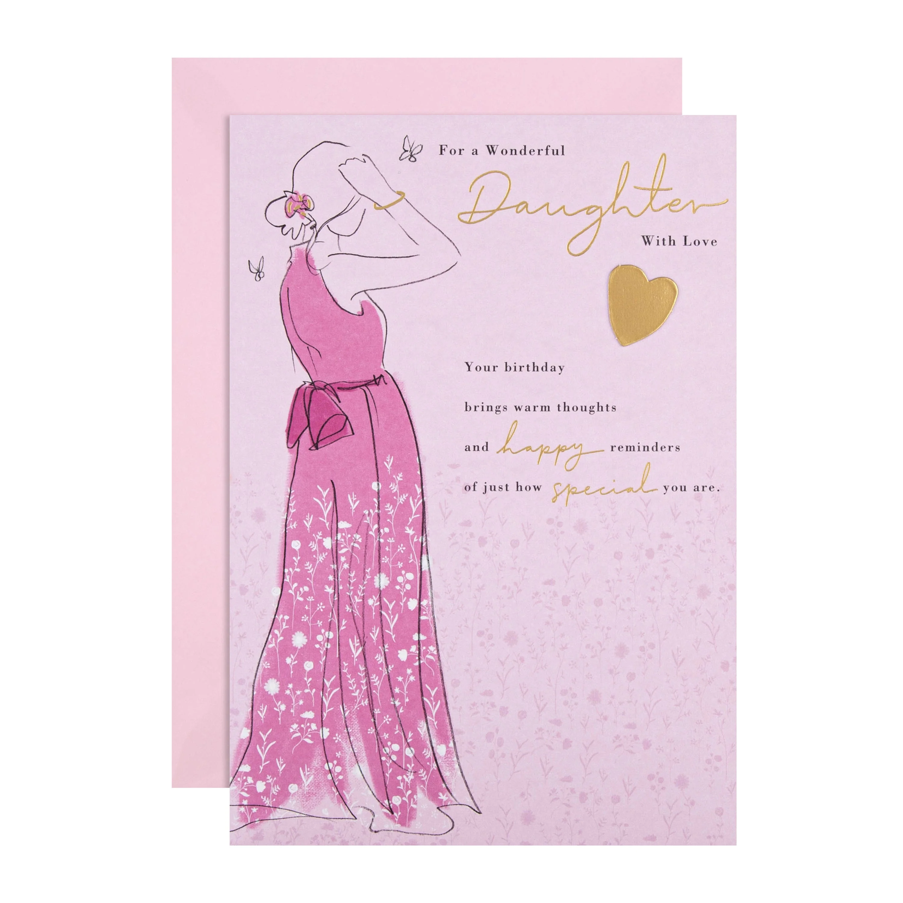 Birthday Card for Daughter - Pink Silhouette Design