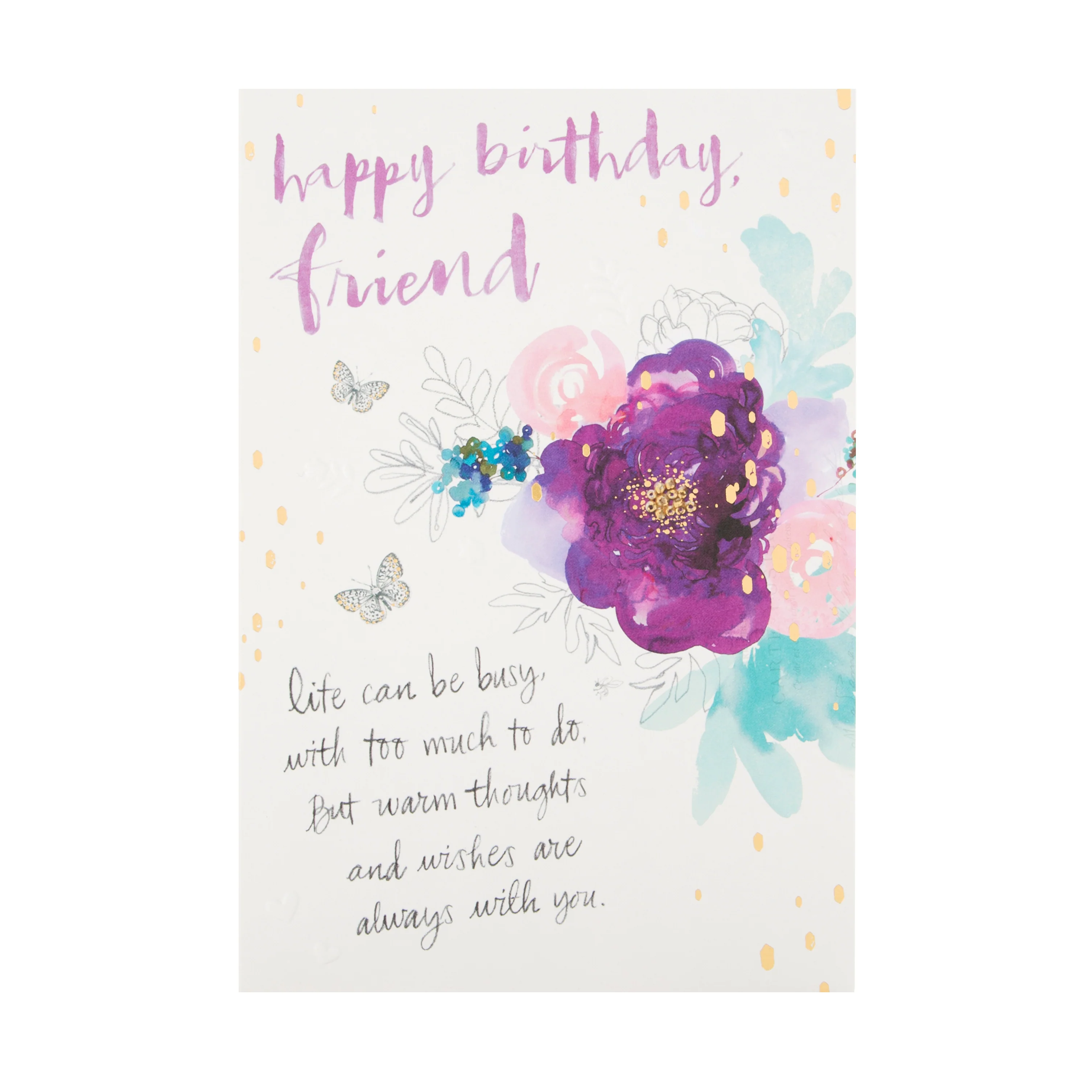 Birthday Card for Friend - Floral Design with Foil Details - Image 3