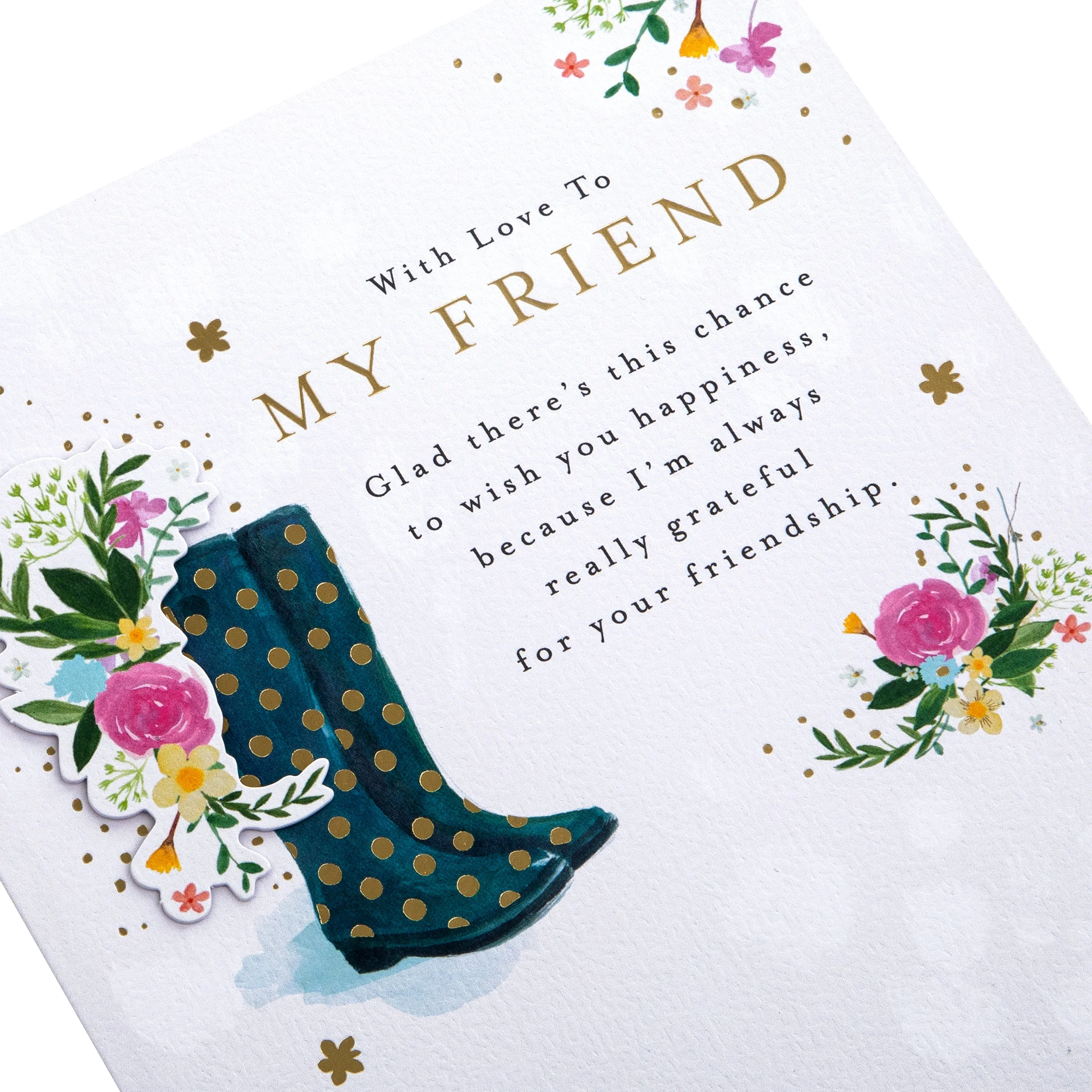 Birthday Card for Friend - Lucy Cromwell Flowers & Wellies Design - Image 4
